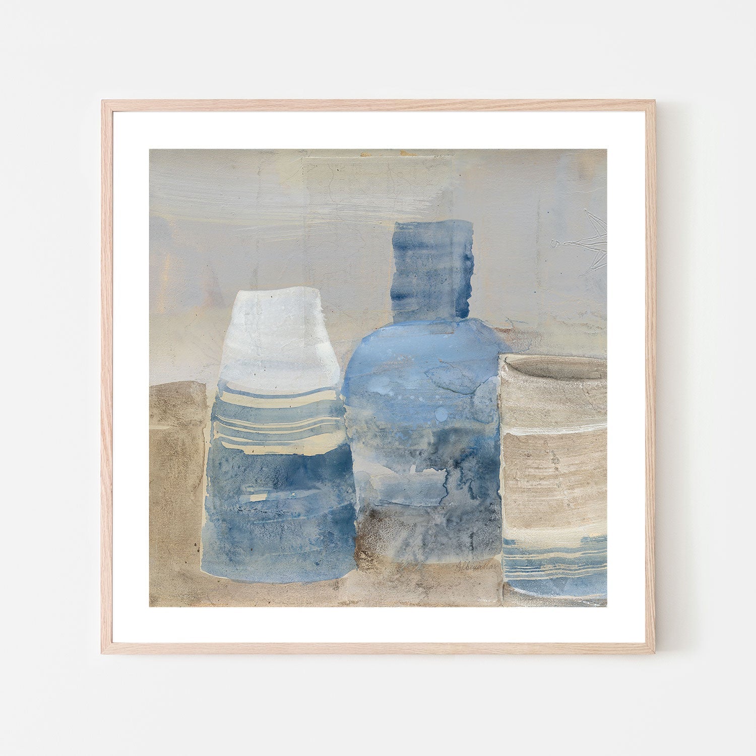wall-art-print-canvas-poster-framed-Blue Ceramic Pots, Syle B , By Albena Hristova-GIOIA-WALL-ART