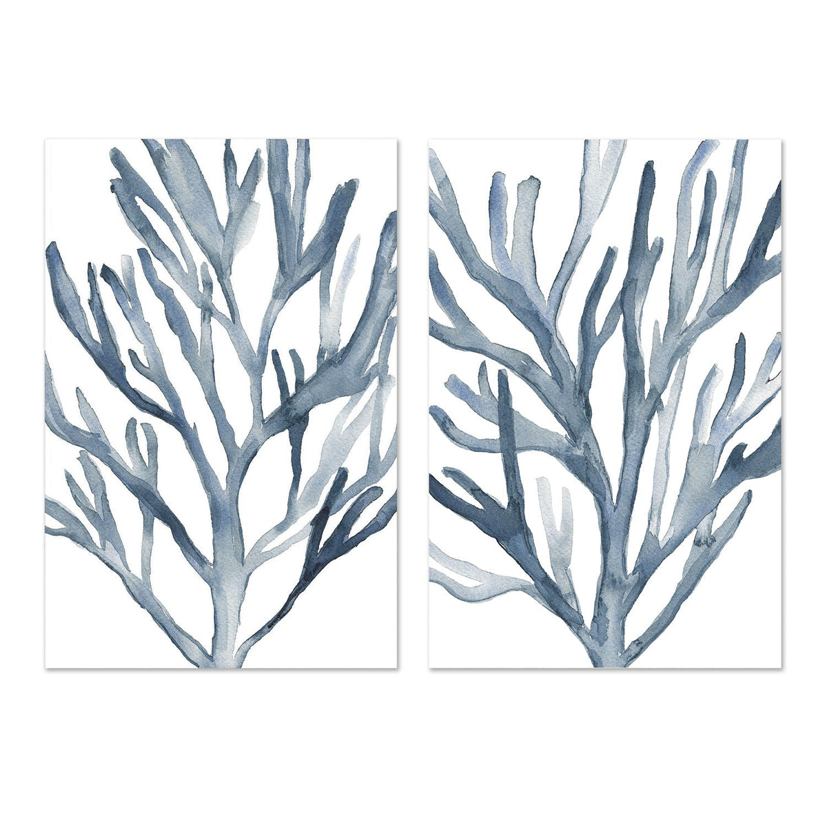 wall-art-print-canvas-poster-framed-Blue Coral, Style A & B, Set Of 2-by-Emily Wood-Gioia Wall Art