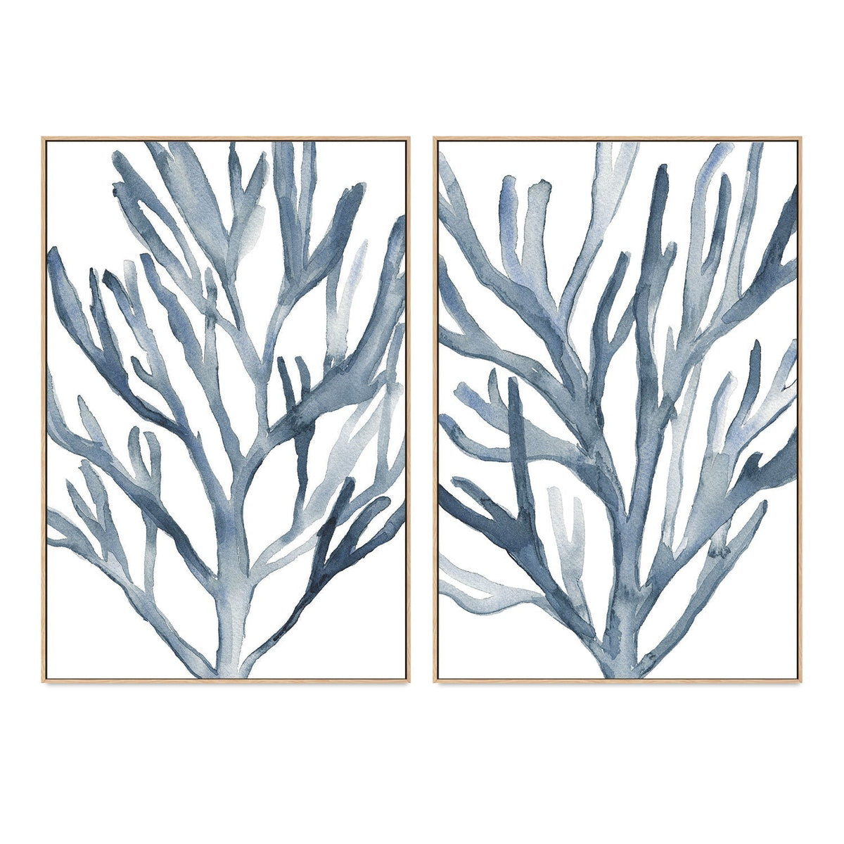 wall-art-print-canvas-poster-framed-Blue Coral, Style A & B, Set Of 2-by-Emily Wood-Gioia Wall Art