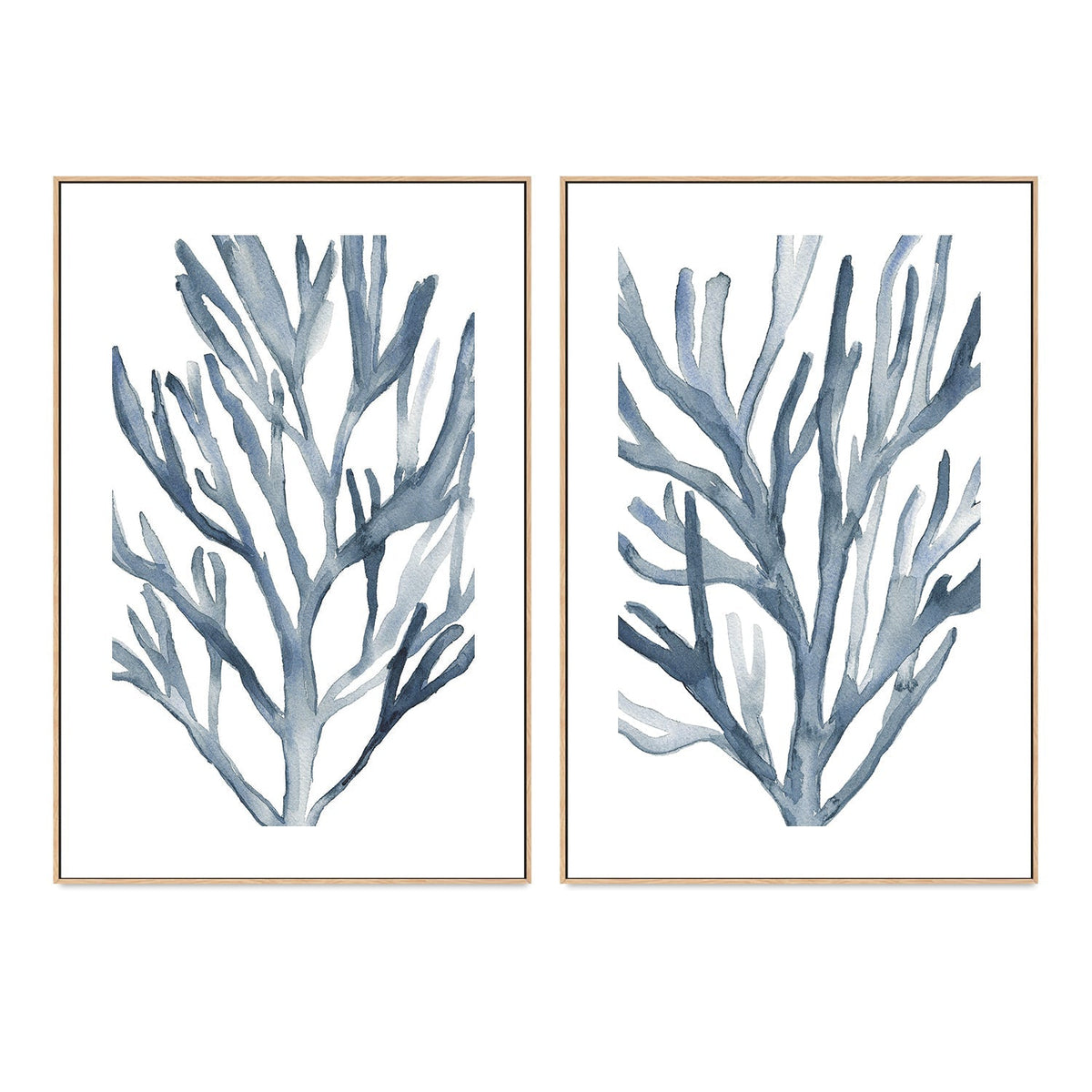 wall-art-print-canvas-poster-framed-Blue Coral, Style A & B, Set Of 2-by-Emily Wood-Gioia Wall Art