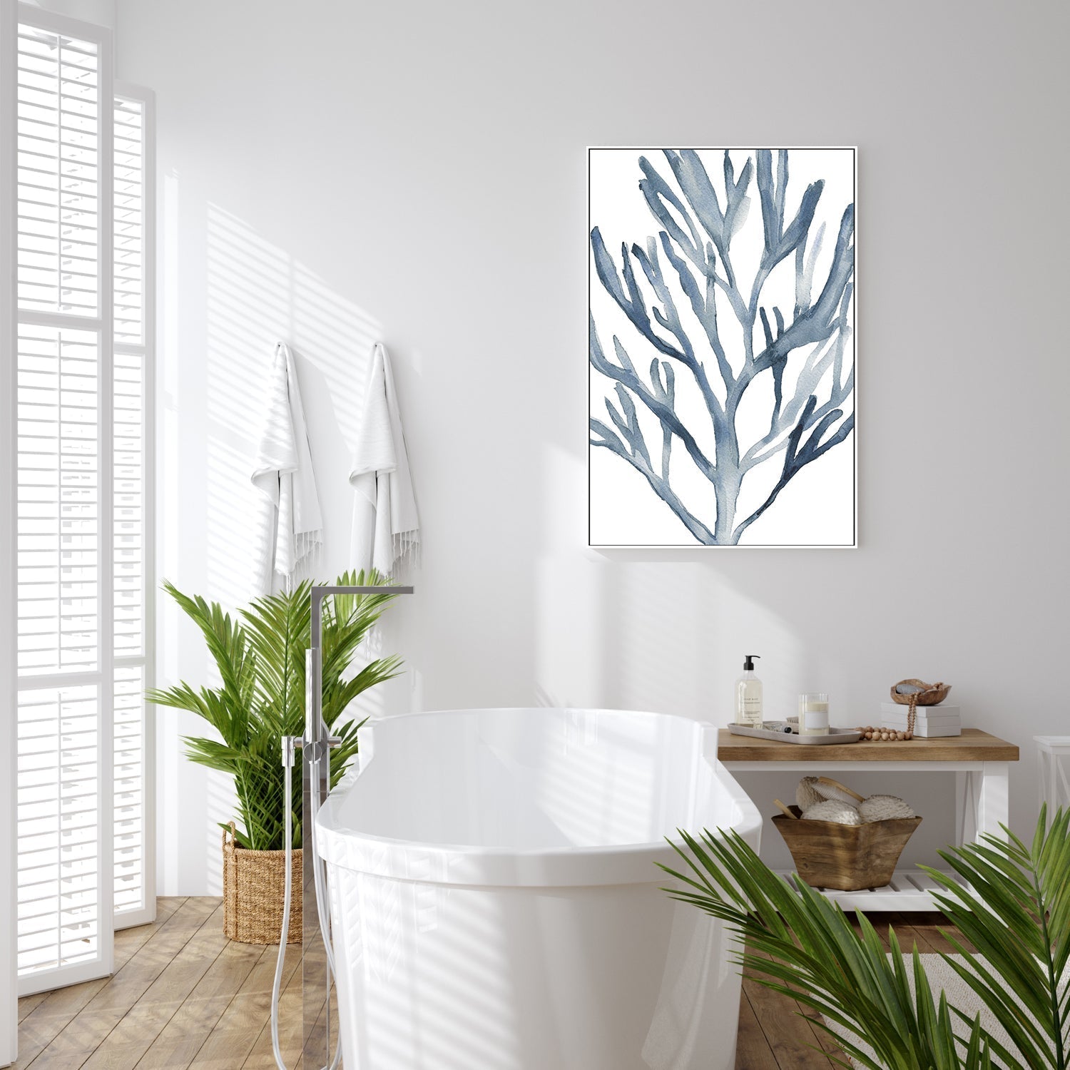 wall-art-print-canvas-poster-framed-Blue Coral, Style A-by-Emily Wood-Gioia Wall Art