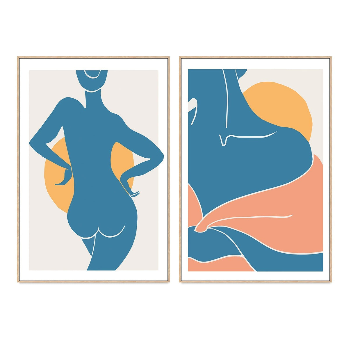 wall-art-print-canvas-poster-framed-Blue Divine Woman, Style A & B, Set Of 2-GIOIA-WALL-ART