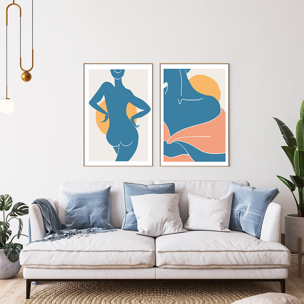 wall-art-print-canvas-poster-framed-Blue Divine Woman, Style A & B, Set Of 2-GIOIA-WALL-ART