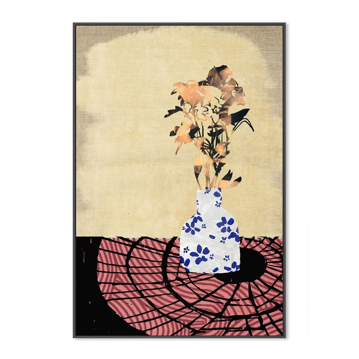 wall-art-print-canvas-poster-framed-Blue Floral Vase , By Rogério Arruda-GIOIA-WALL-ART
