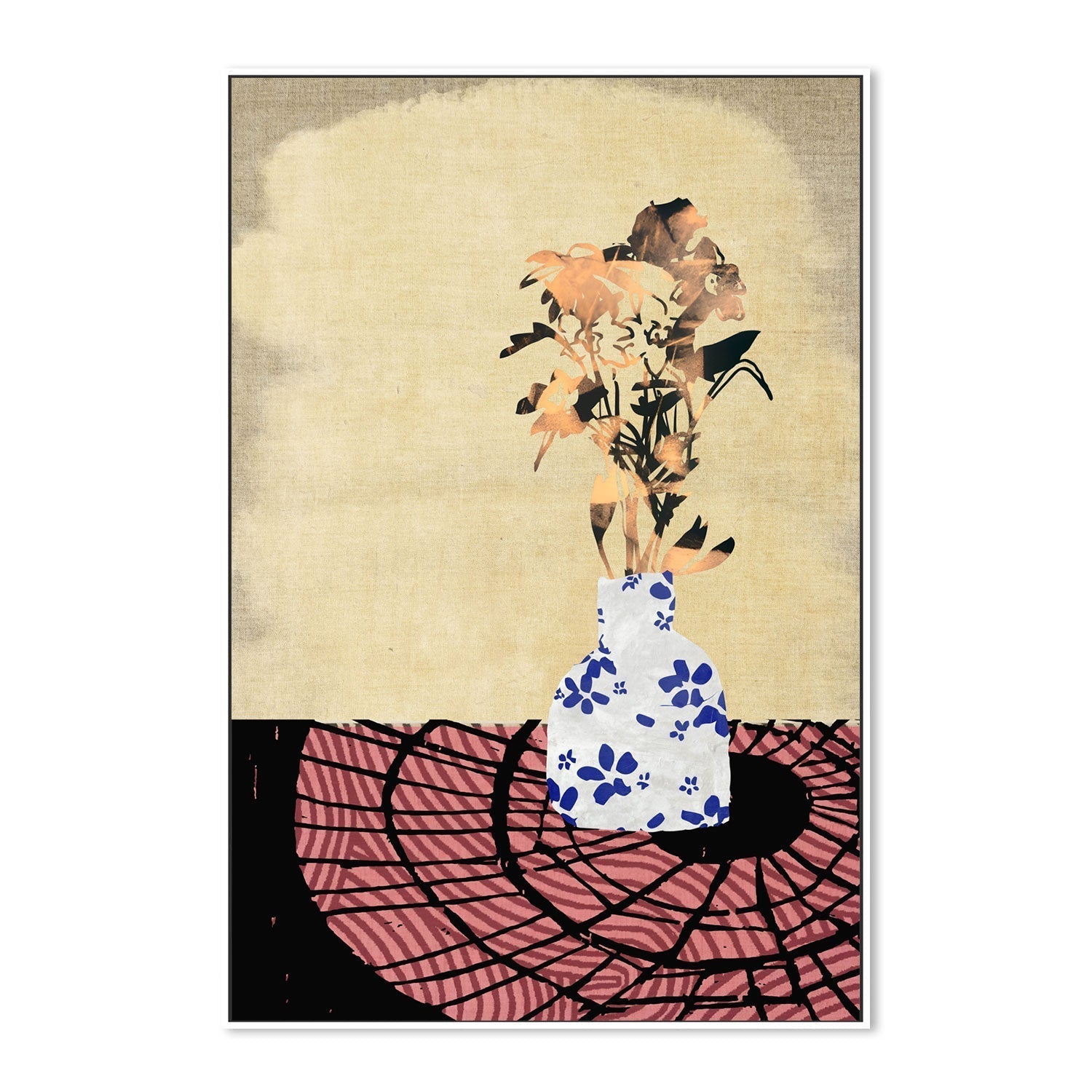 wall-art-print-canvas-poster-framed-Blue Floral Vase , By Rogério Arruda-GIOIA-WALL-ART