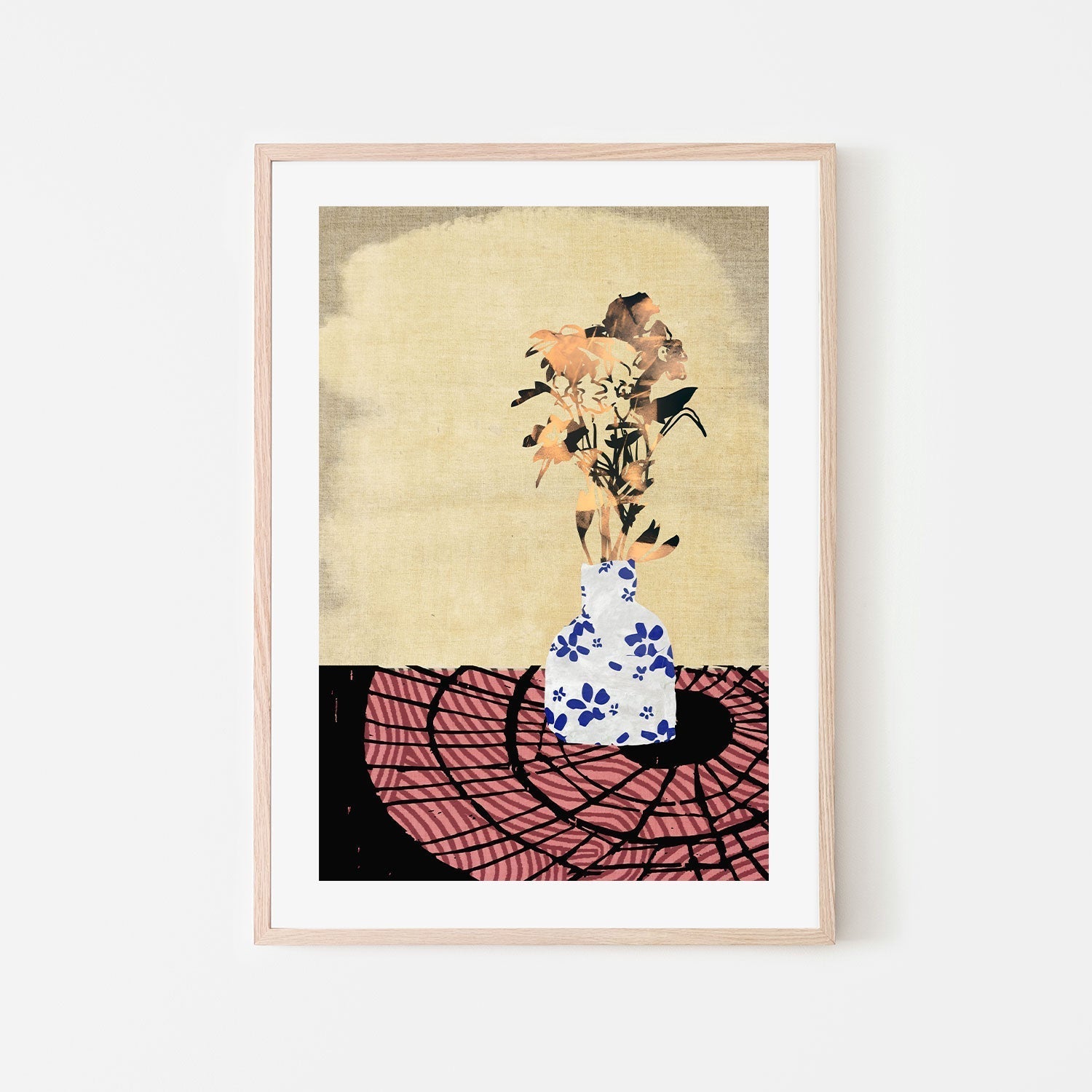 wall-art-print-canvas-poster-framed-Blue Floral Vase , By Rogério Arruda-GIOIA-WALL-ART