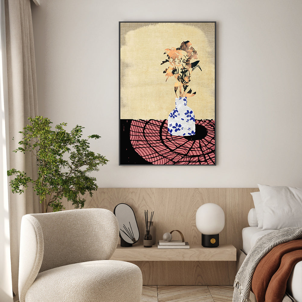 wall-art-print-canvas-poster-framed-Blue Floral Vase , By Rogério Arruda-GIOIA-WALL-ART