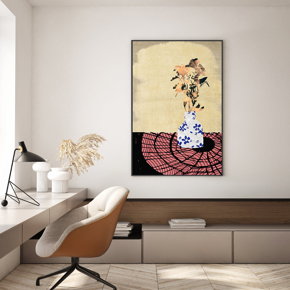 wall-art-print-canvas-poster-framed-Blue Floral Vase , By Rogério Arruda-GIOIA-WALL-ART