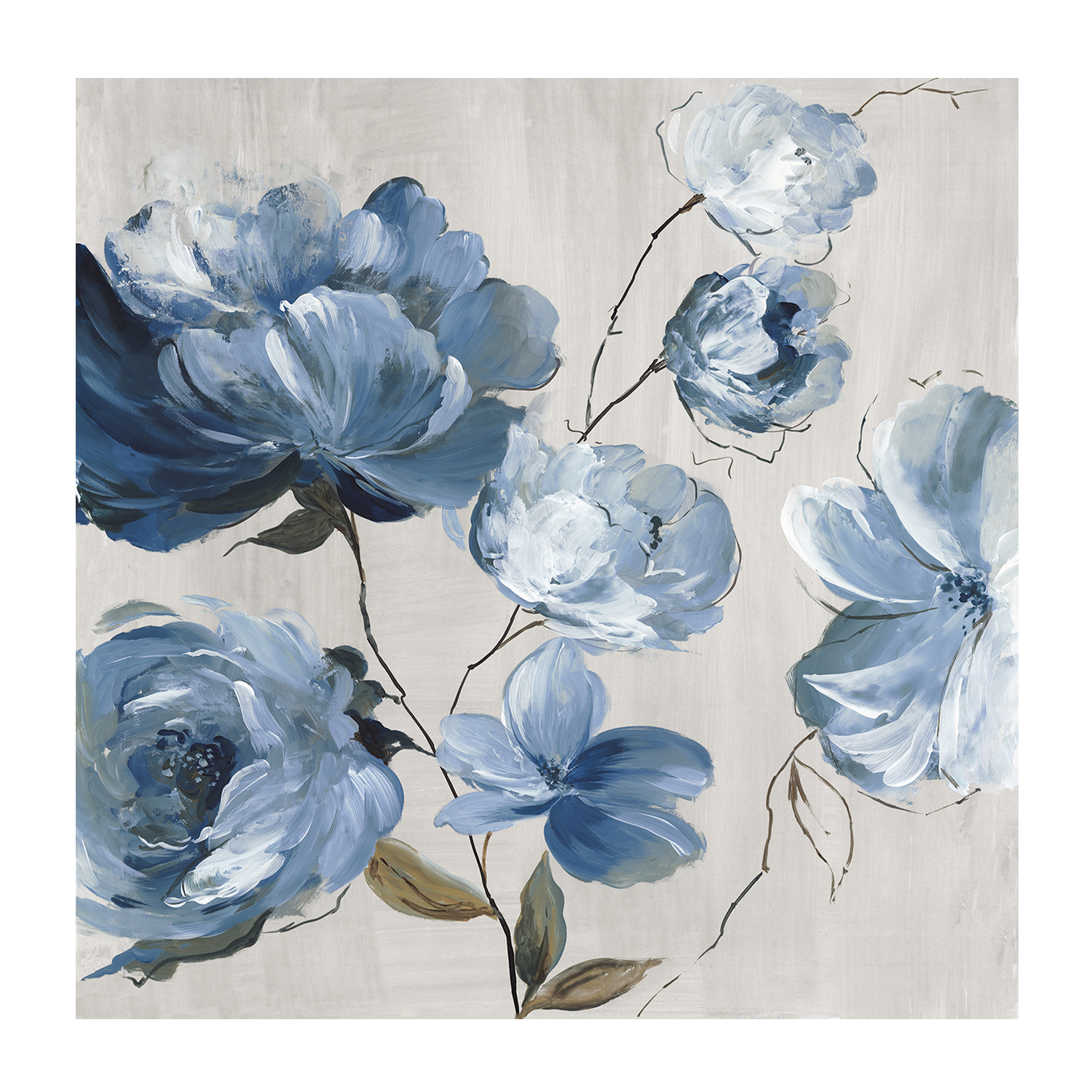 wall-art-print-canvas-poster-framed-Blue Florals Cascade , By Asia Jensen-1
