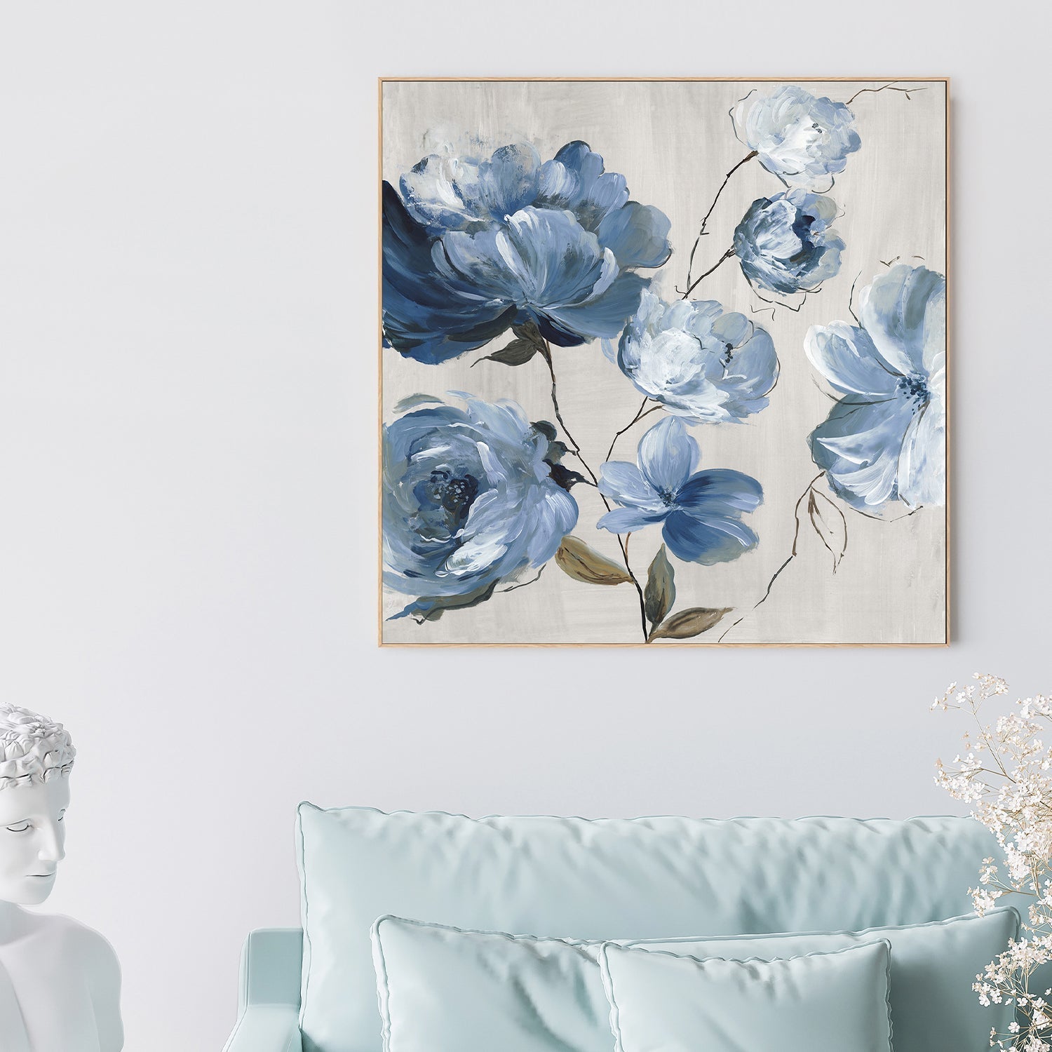 wall-art-print-canvas-poster-framed-Blue Florals Cascade , By Asia Jensen-2