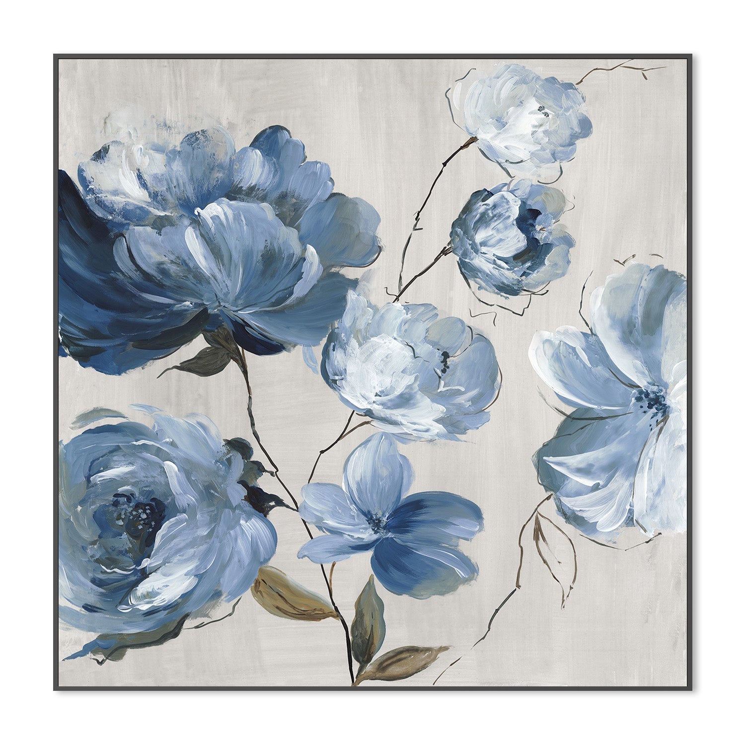 wall-art-print-canvas-poster-framed-Blue Florals Cascade , By Asia Jensen-3