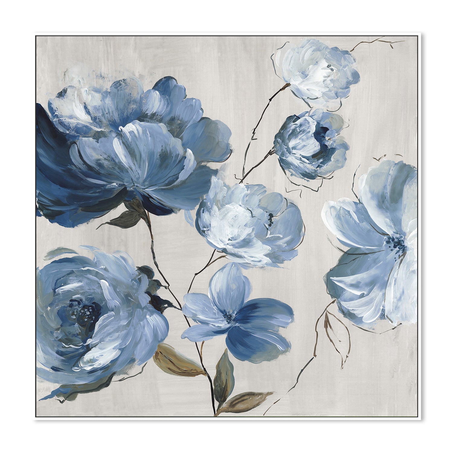 wall-art-print-canvas-poster-framed-Blue Florals Cascade , By Asia Jensen-5