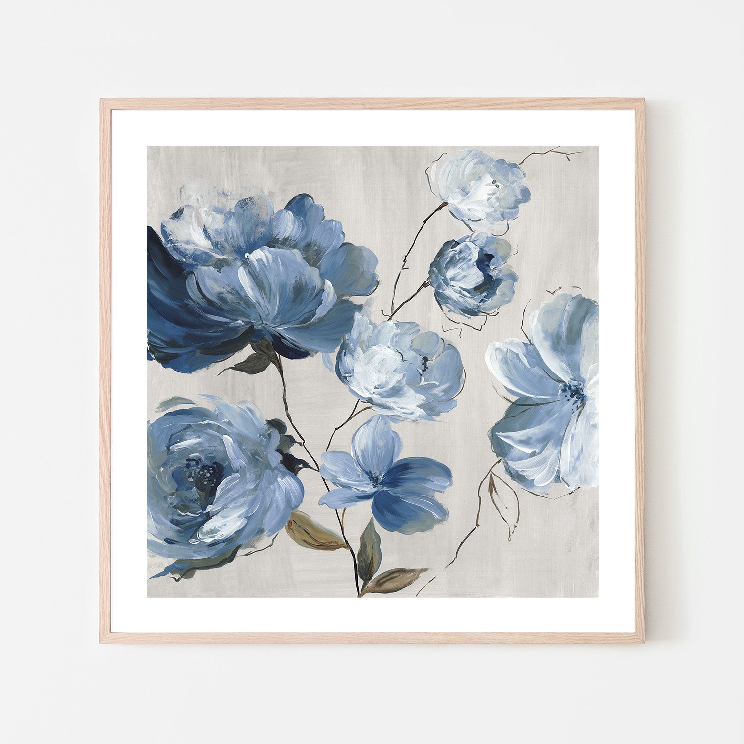 wall-art-print-canvas-poster-framed-Blue Florals Cascade , By Asia Jensen-6