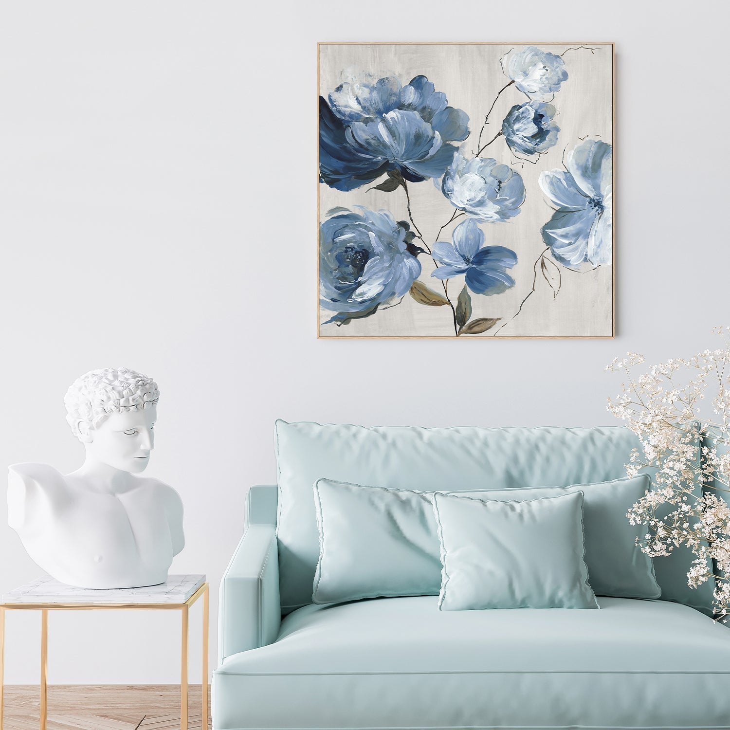 wall-art-print-canvas-poster-framed-Blue Florals Cascade , By Asia Jensen-7
