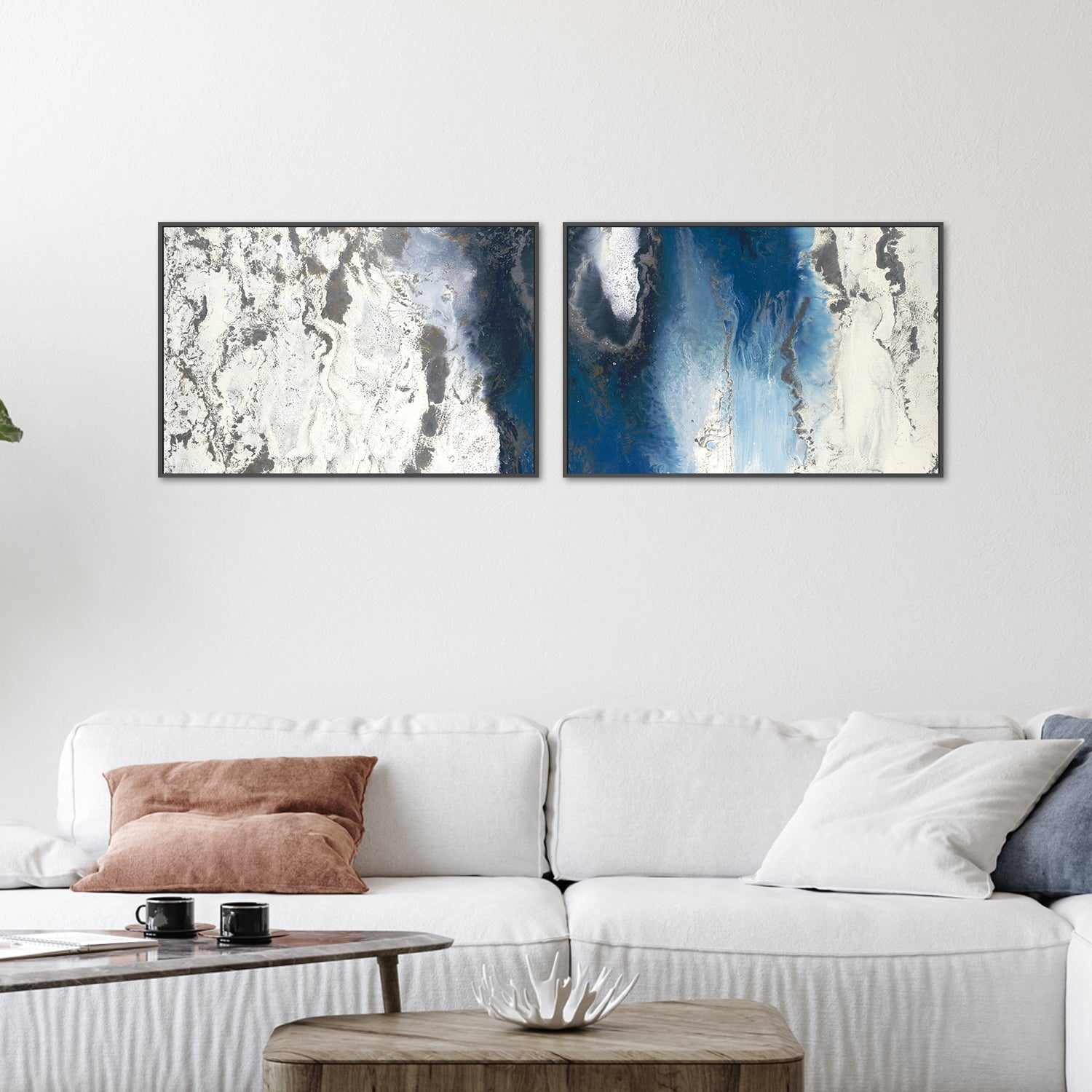 wall-art-print-canvas-poster-framed-Blue Flow , Style A & B, Set Of 2 , By Blakely Bering-2