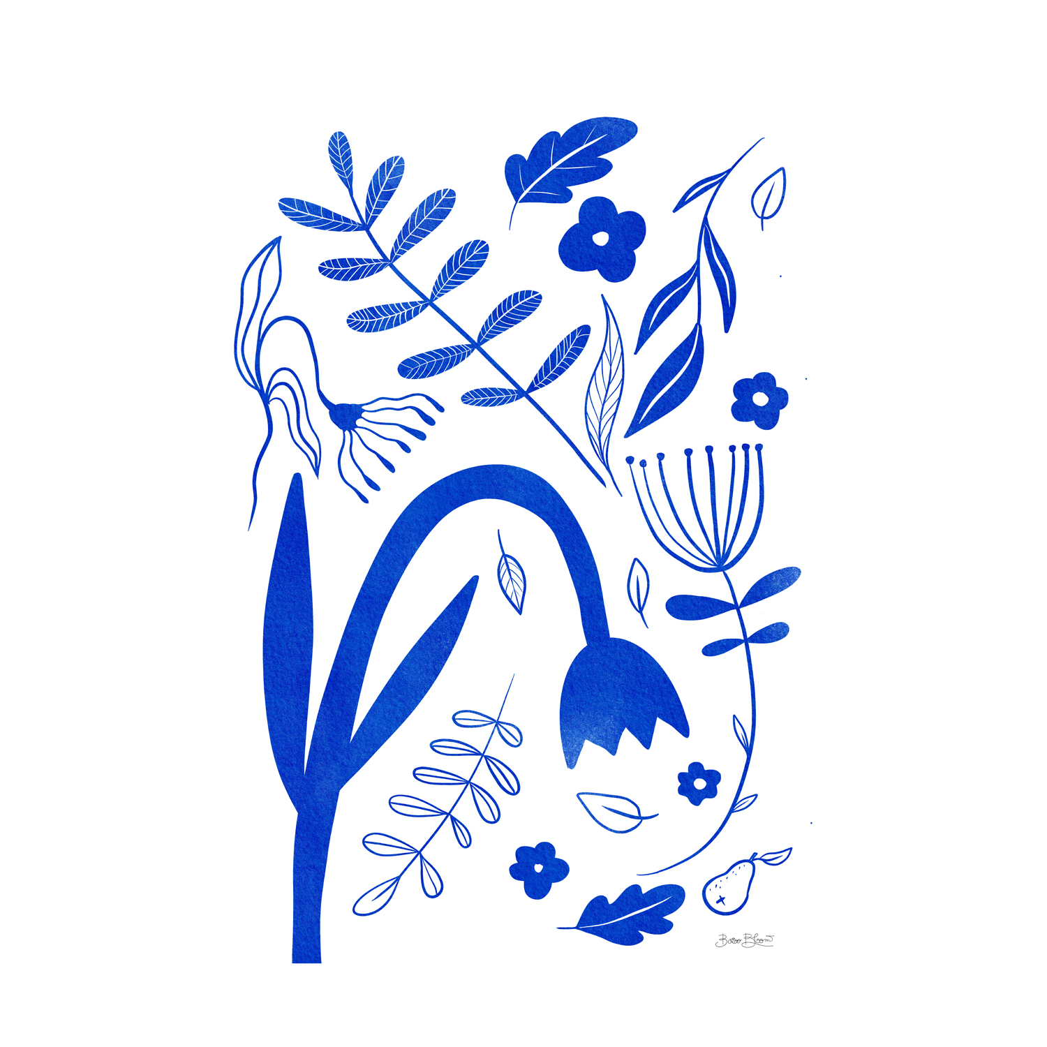 wall-art-print-canvas-poster-framed-Blue Flowers-1