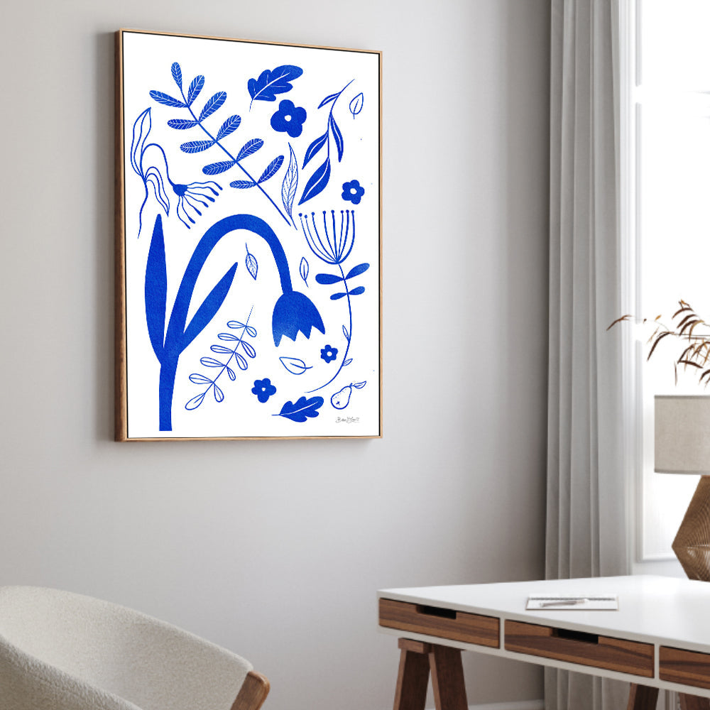 wall-art-print-canvas-poster-framed-Blue Flowers-2