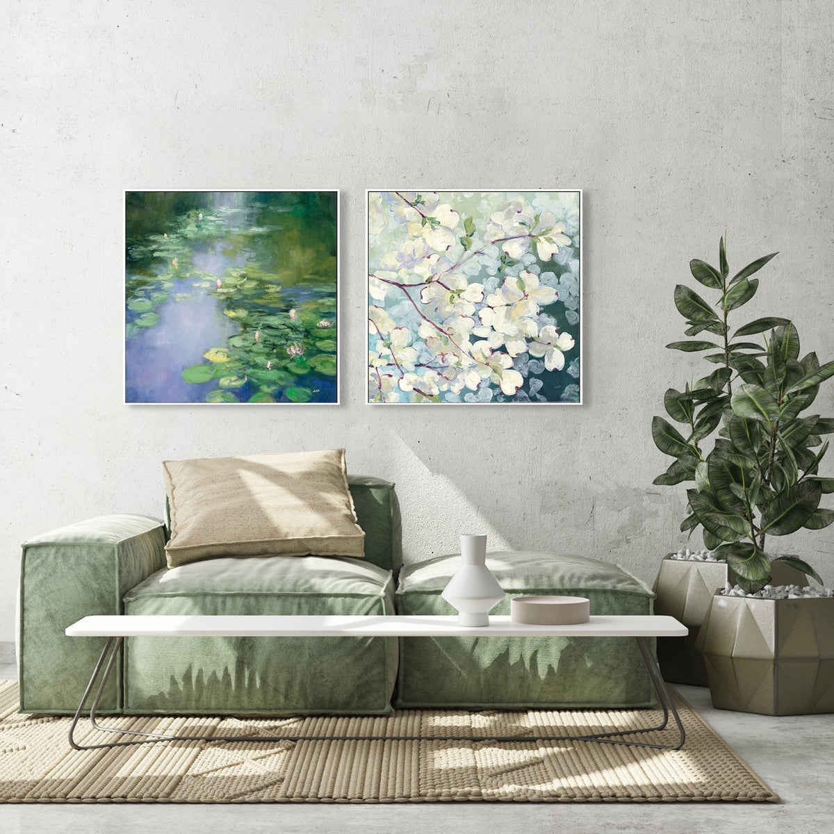wall-art-print-canvas-poster-framed-Blue Lily & Magnolia Delight, Set of 2-by-Julia Purinton-Gioia Wall Art