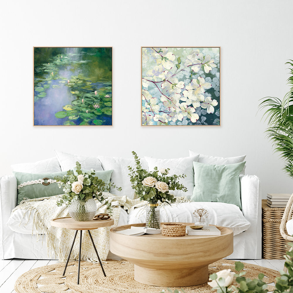 wall-art-print-canvas-poster-framed-Blue Lily & Magnolia Delight, Set of 2-by-Julia Purinton-Gioia Wall Art