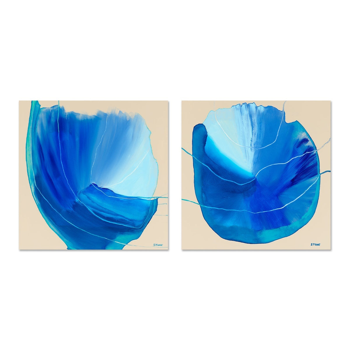 wall-art-print-canvas-poster-framed-Blue Luxe, Style A & B, Set Of 2 , By Belinda Stone-GIOIA-WALL-ART