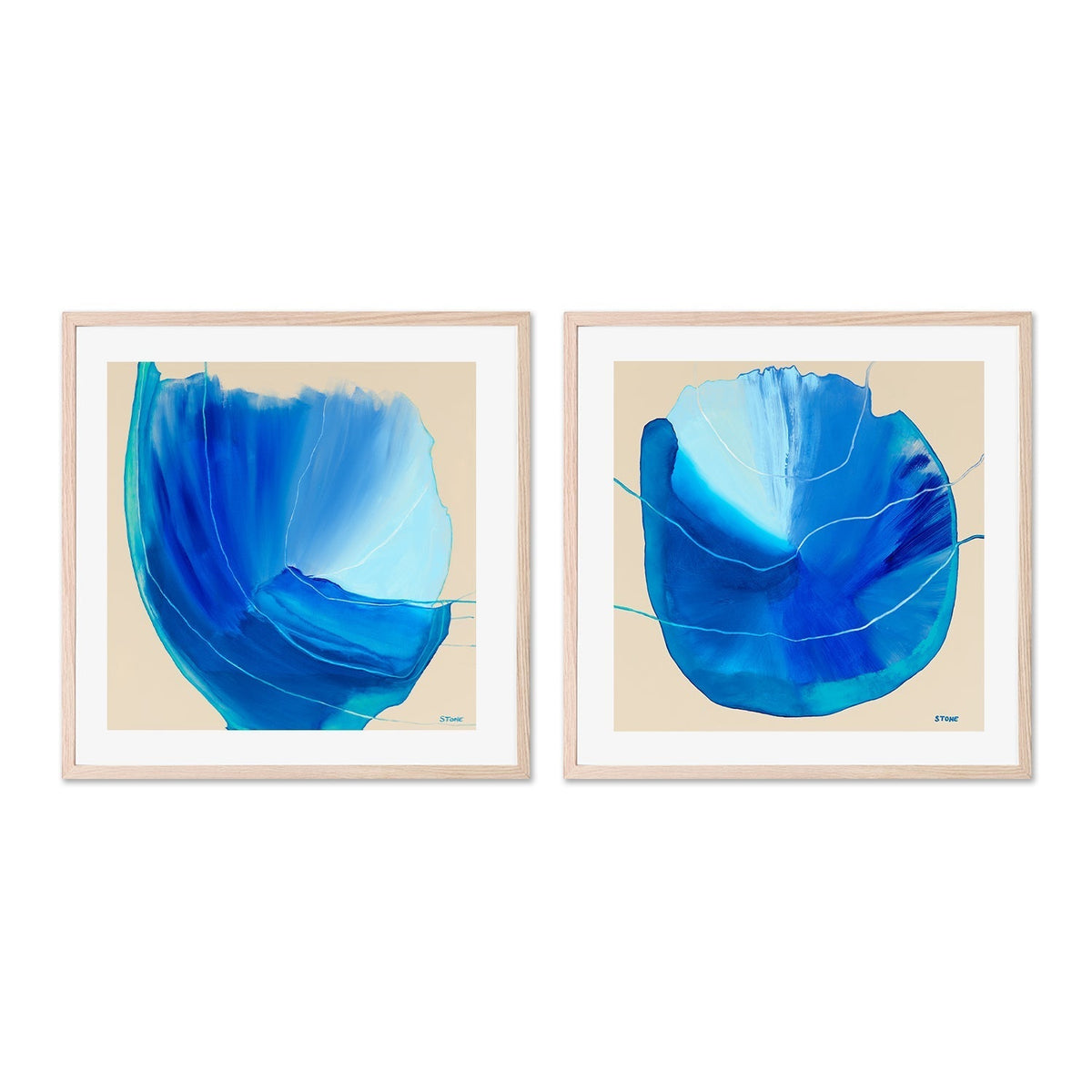 wall-art-print-canvas-poster-framed-Blue Luxe, Style A & B, Set Of 2 , By Belinda Stone-GIOIA-WALL-ART