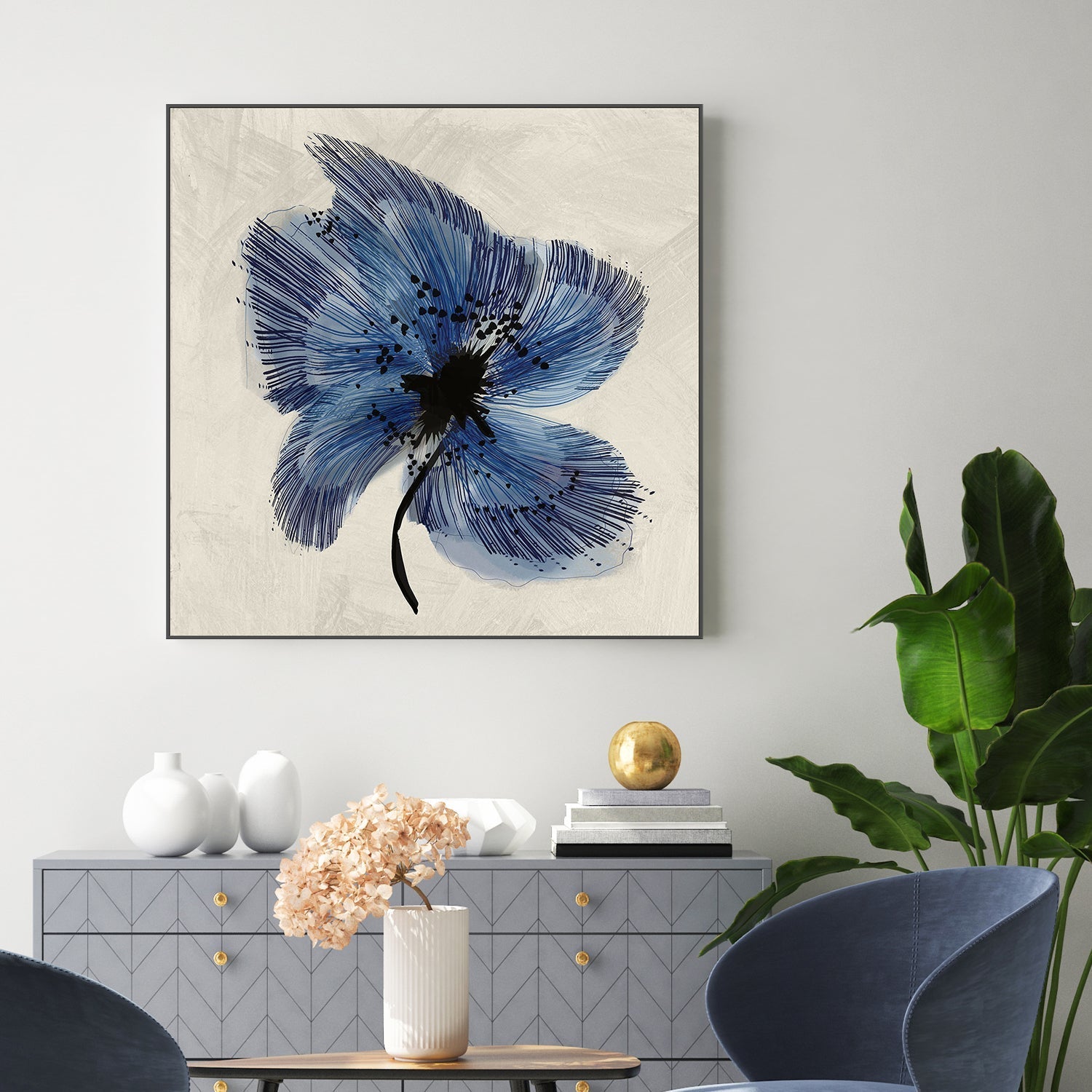 wall-art-print-canvas-poster-framed-Blue Petals, Style A , By Cartissi-2