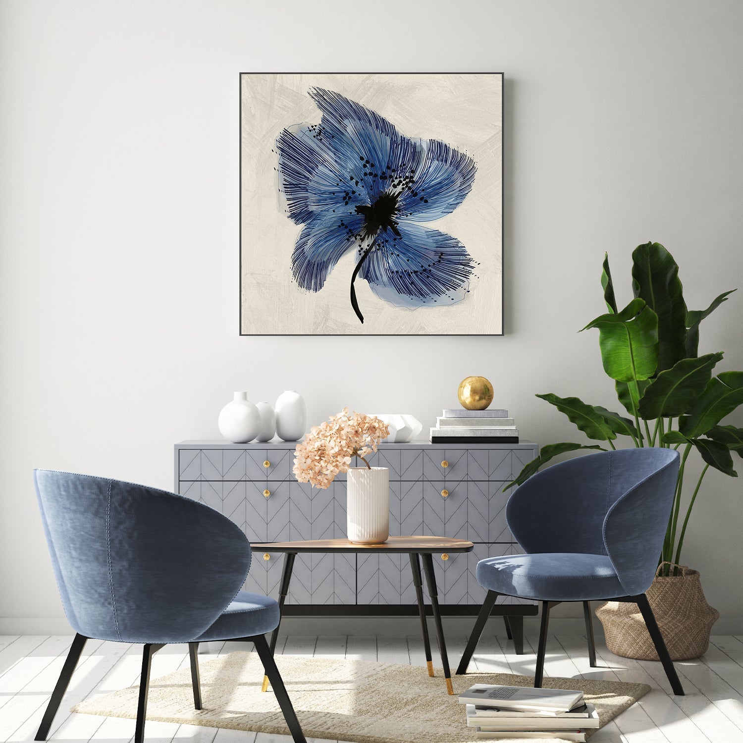 wall-art-print-canvas-poster-framed-Blue Petals, Style A , By Cartissi-7