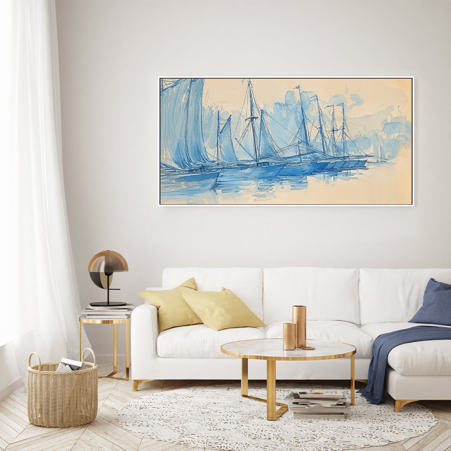 wall-art-print-canvas-poster-framed-Blue Sailboats , By Lady Hana-7