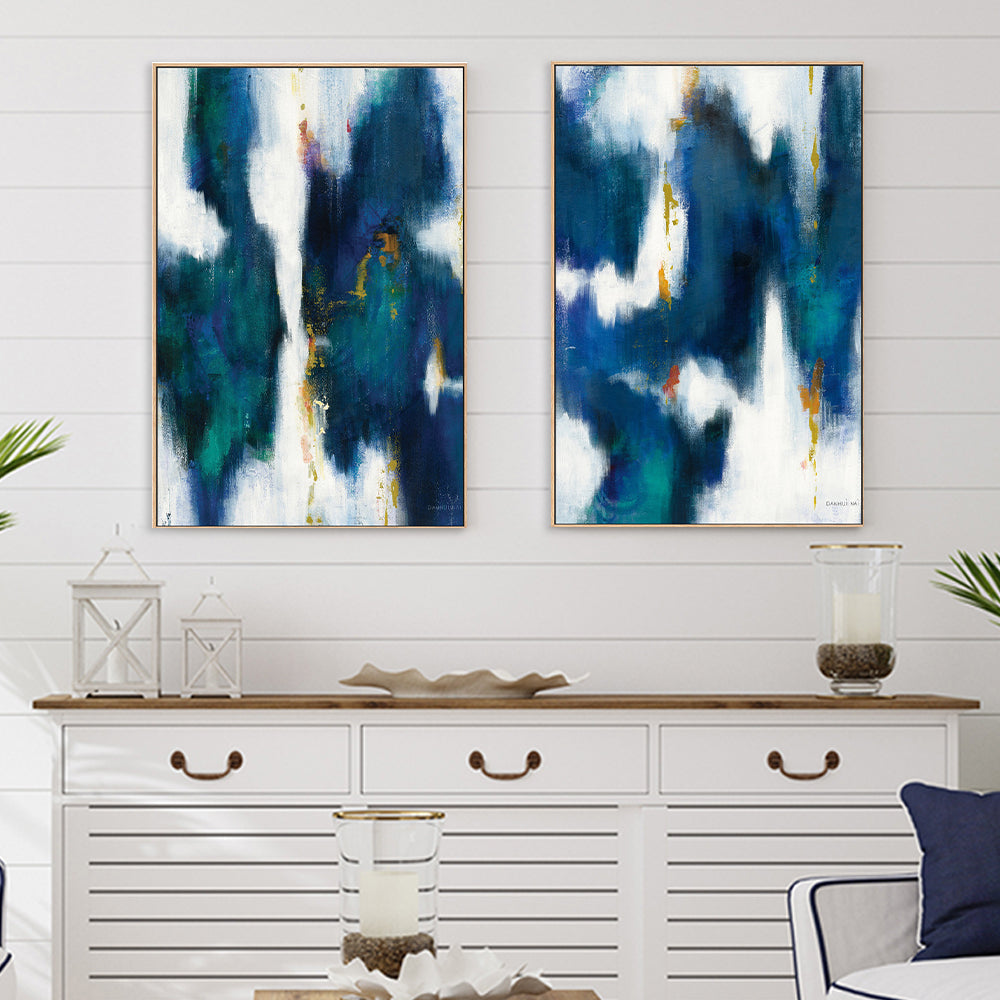 wall-art-print-canvas-poster-framed-Blue Texture, Set of 2-by-Danhui Nai-Gioia Wall Art