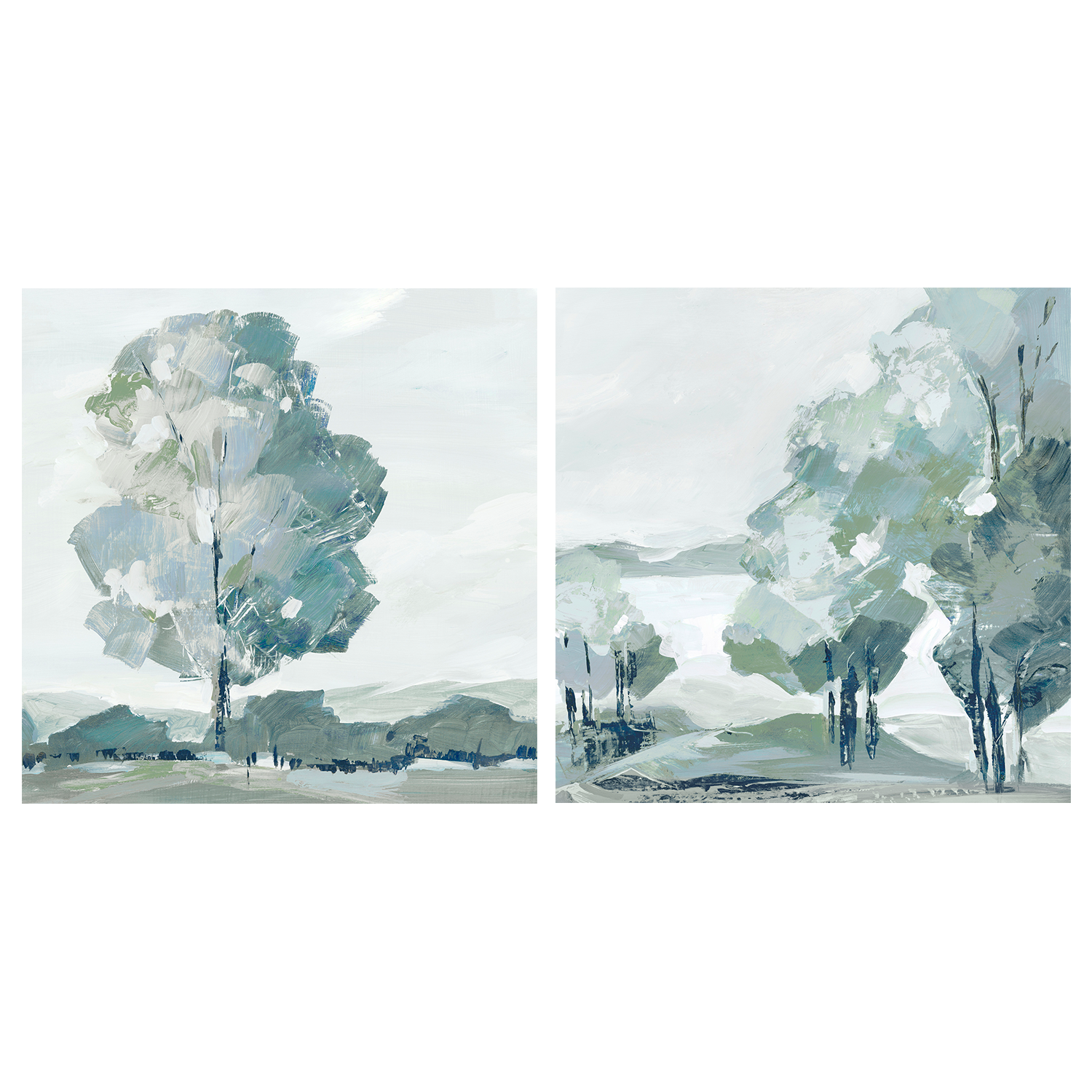 wall-art-print-canvas-poster-framed-Blue Tree Forest, Style A & B, Set Of 2 , By Leda Robertson-1