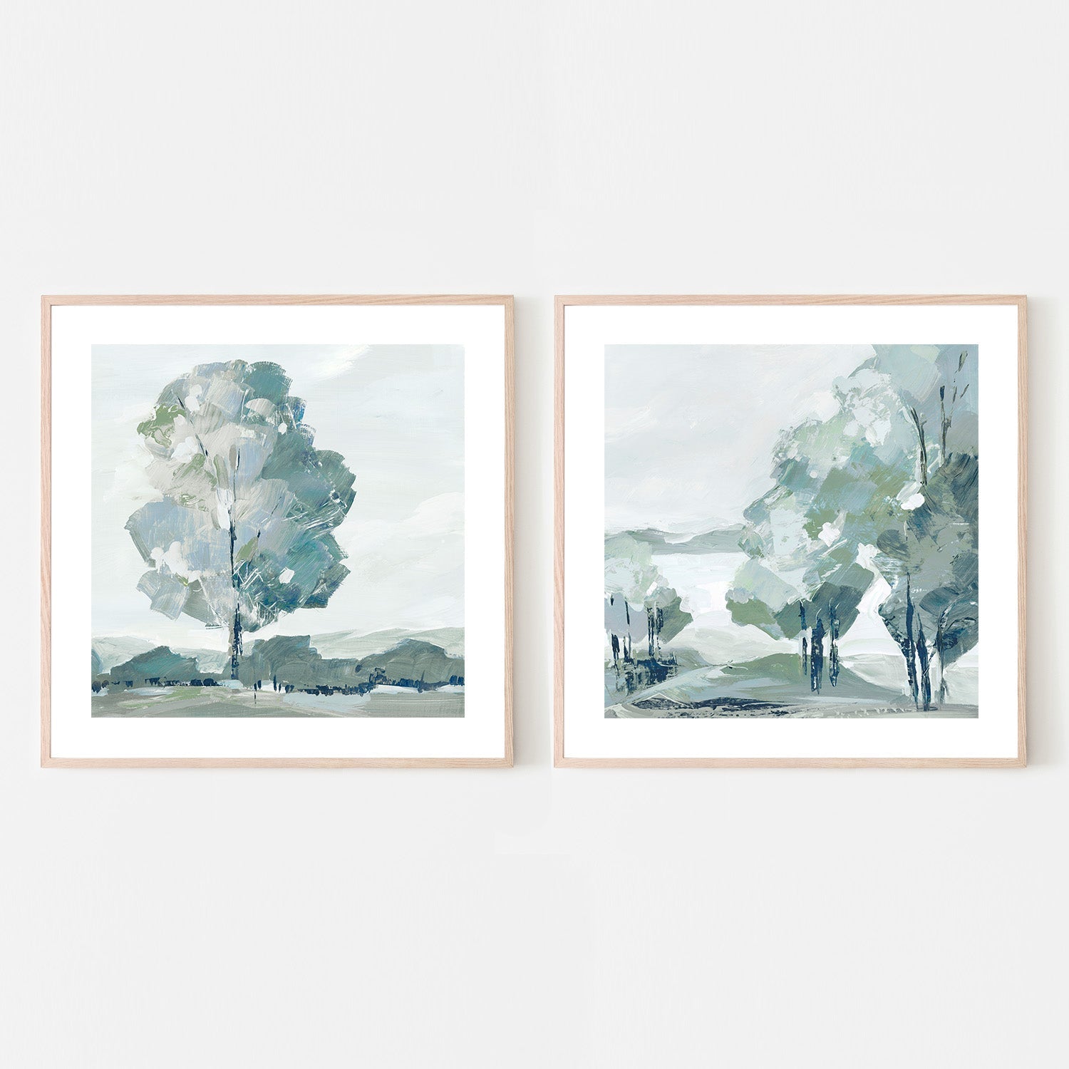 wall-art-print-canvas-poster-framed-Blue Tree Forest, Style A & B, Set Of 2 , By Leda Robertson-6