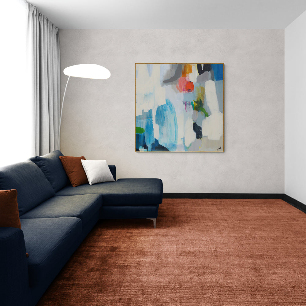 wall-art-print-canvas-poster-framed-Blue, White, Red And Green Abstract-by-Jenny Westenhofer Art-Gioia Wall Art