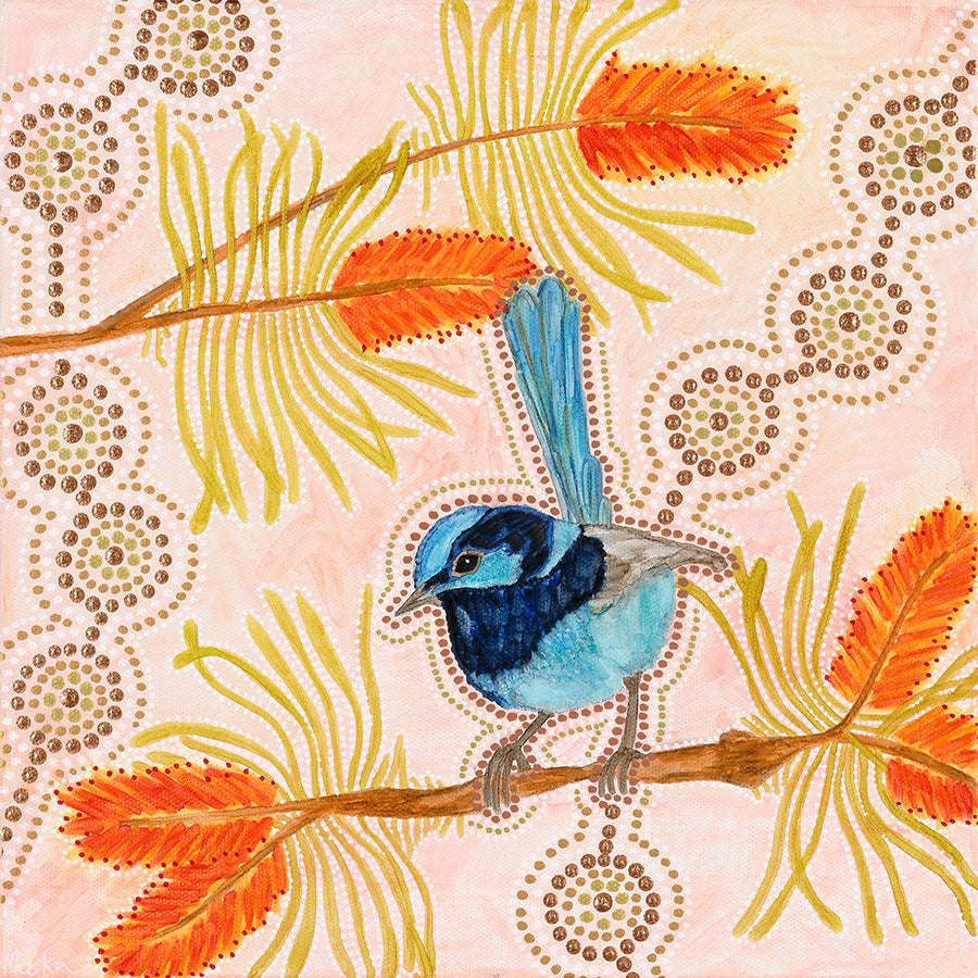 wall-art-print-canvas-poster-framed-Blue Wren-1