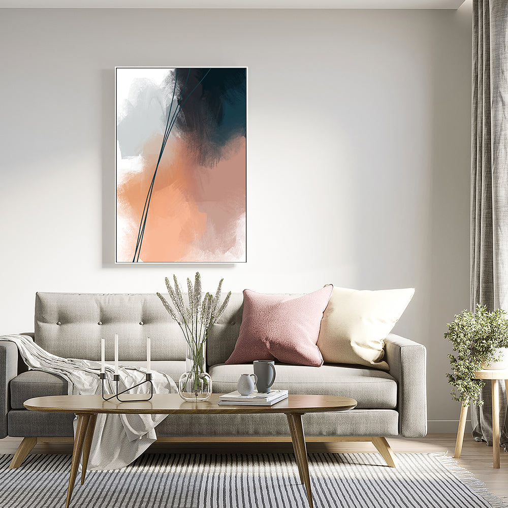 wall-art-print-canvas-poster-framed-Blush and Navy Colour Blow-GIOIA-WALL-ART