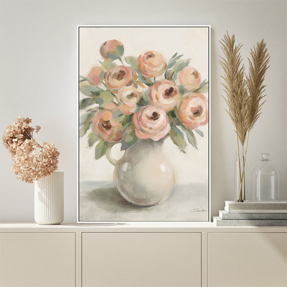 wall-art-print-canvas-poster-framed-Blush Flowers in a Jug-by-Silvia Vassileva-Gioia Wall Art