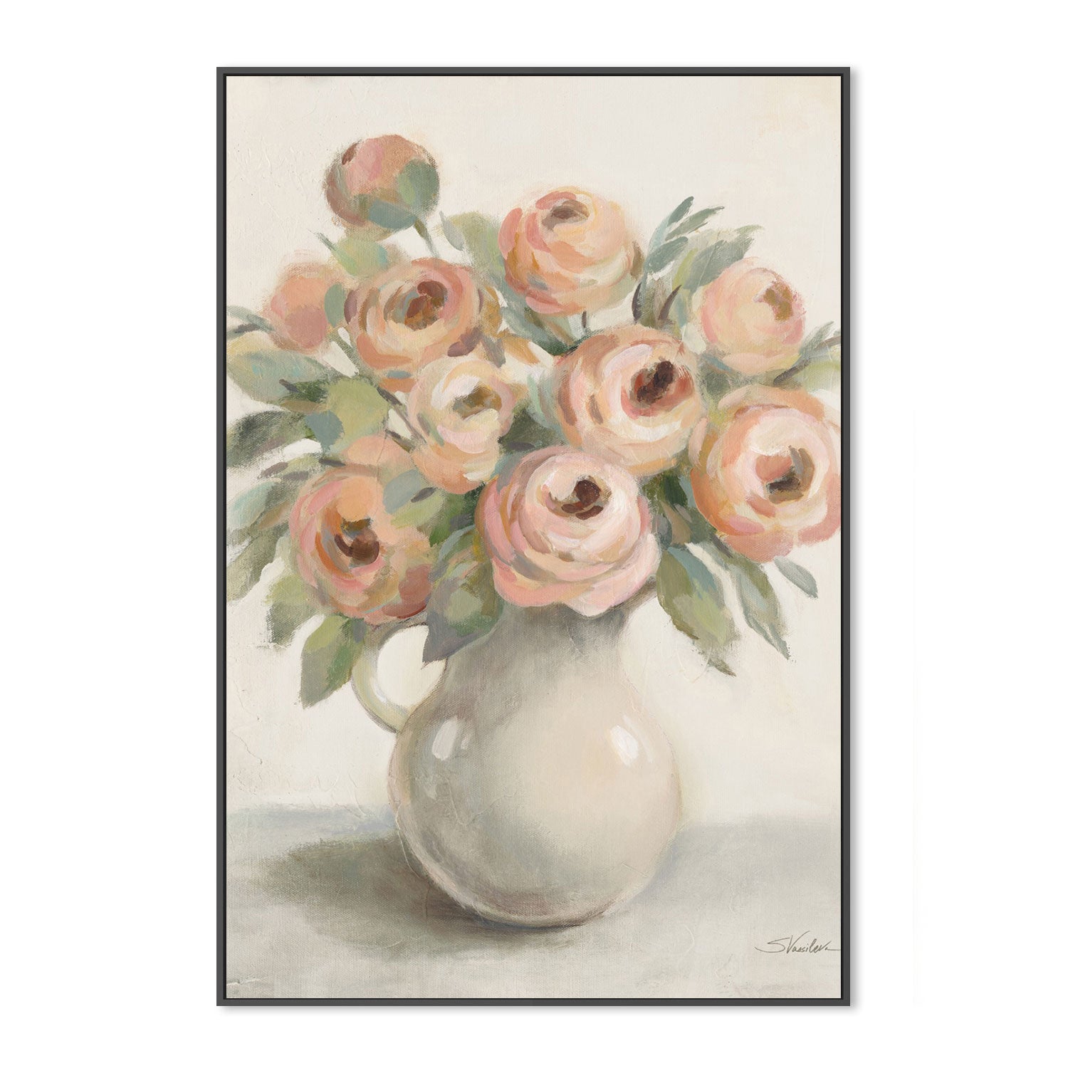 wall-art-print-canvas-poster-framed-Blush Flowers in a Jug-by-Silvia Vassileva-Gioia Wall Art
