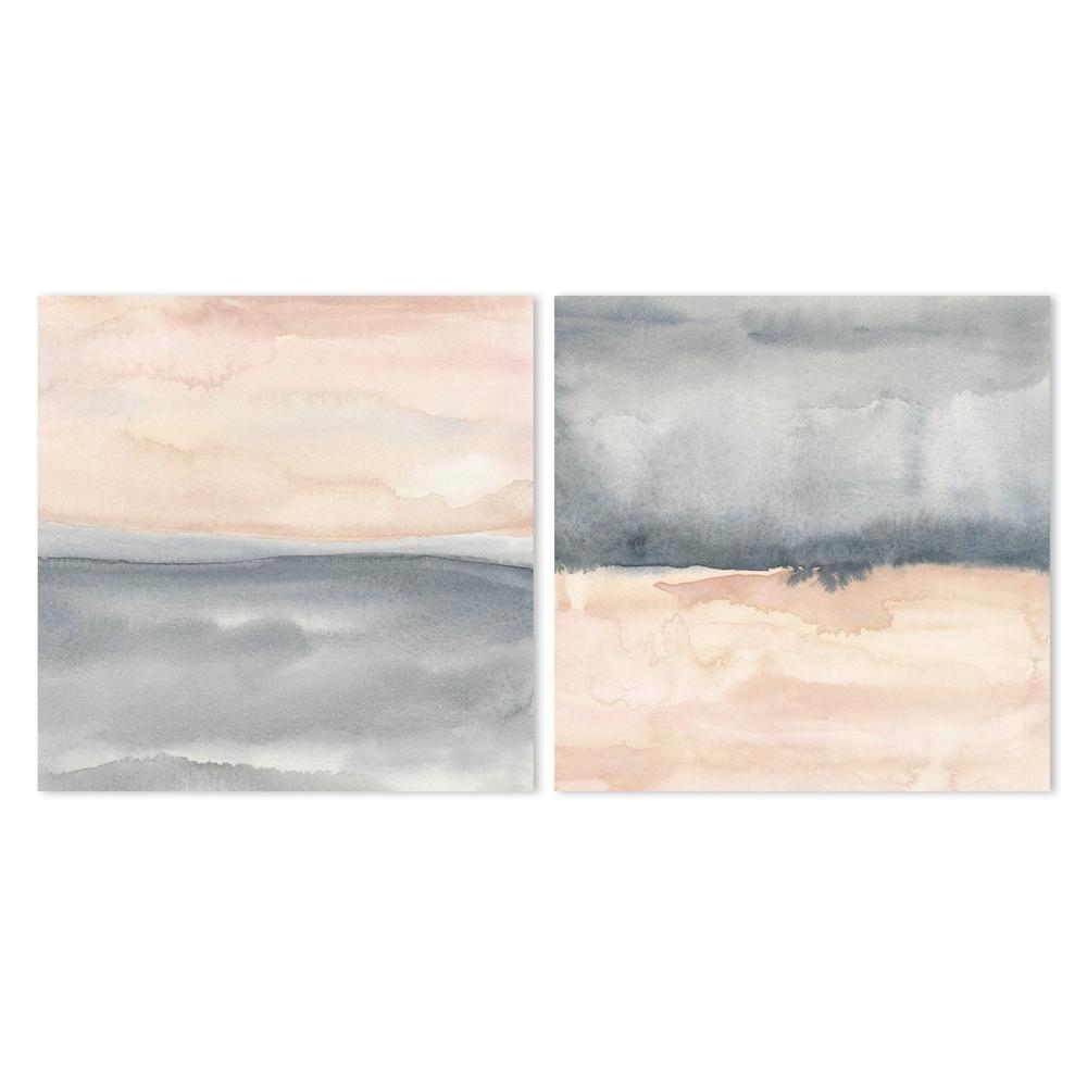 wall-art-print-canvas-poster-framed-Blush Geometric Haze, Set Of 2-by-Emily Wood-Gioia Wall Art
