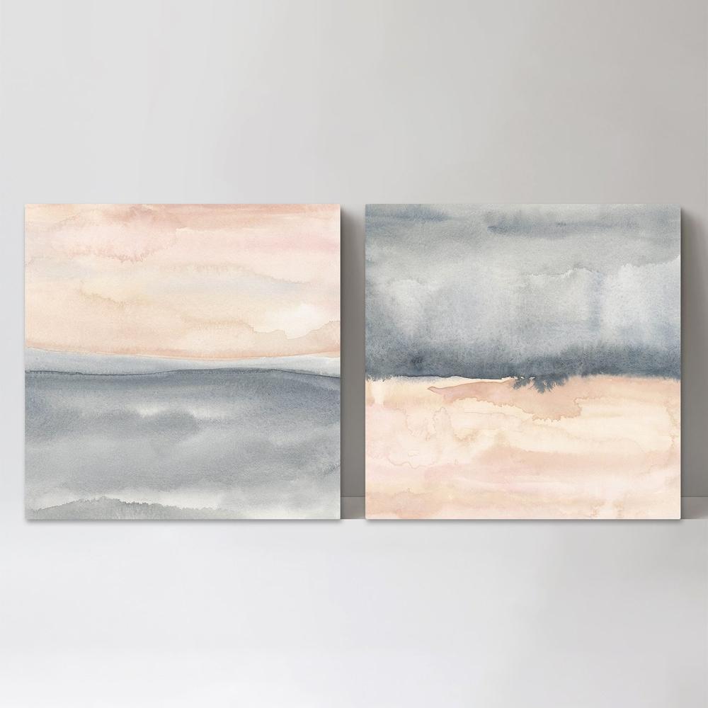 wall-art-print-canvas-poster-framed-Blush Geometric Haze, Set Of 2-by-Emily Wood-Gioia Wall Art