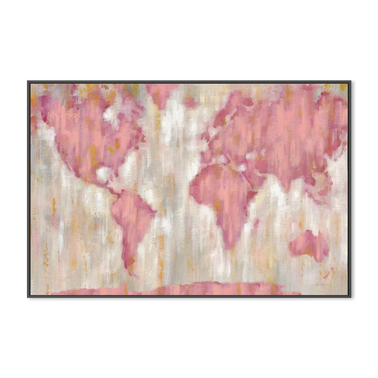 wall-art-print-canvas-poster-framed-Blushing World Map, Style B-by-Silvia Vassileva-Gioia Wall Art