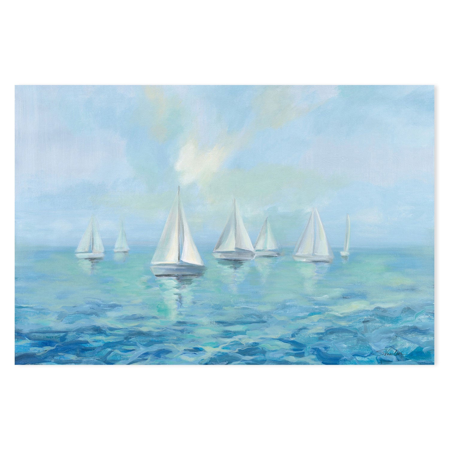 wall-art-print-canvas-poster-framed-Boats in the Haze-by-Silvia Vassileva-Gioia Wall Art