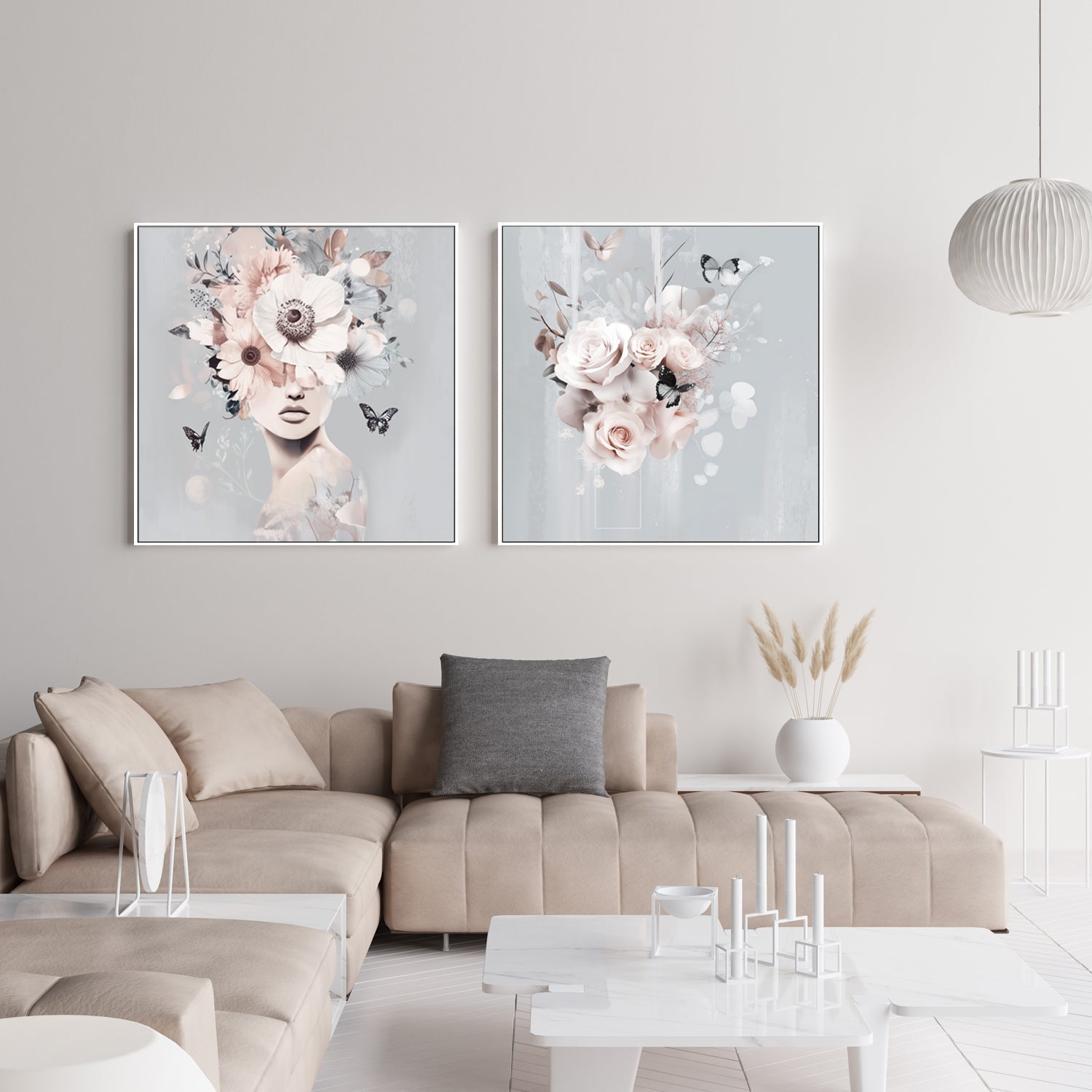 wall-art-print-canvas-poster-framed-Boho Blue, Style A & B, Set Of 2 , By Bella Eve , By Bella Eve-7