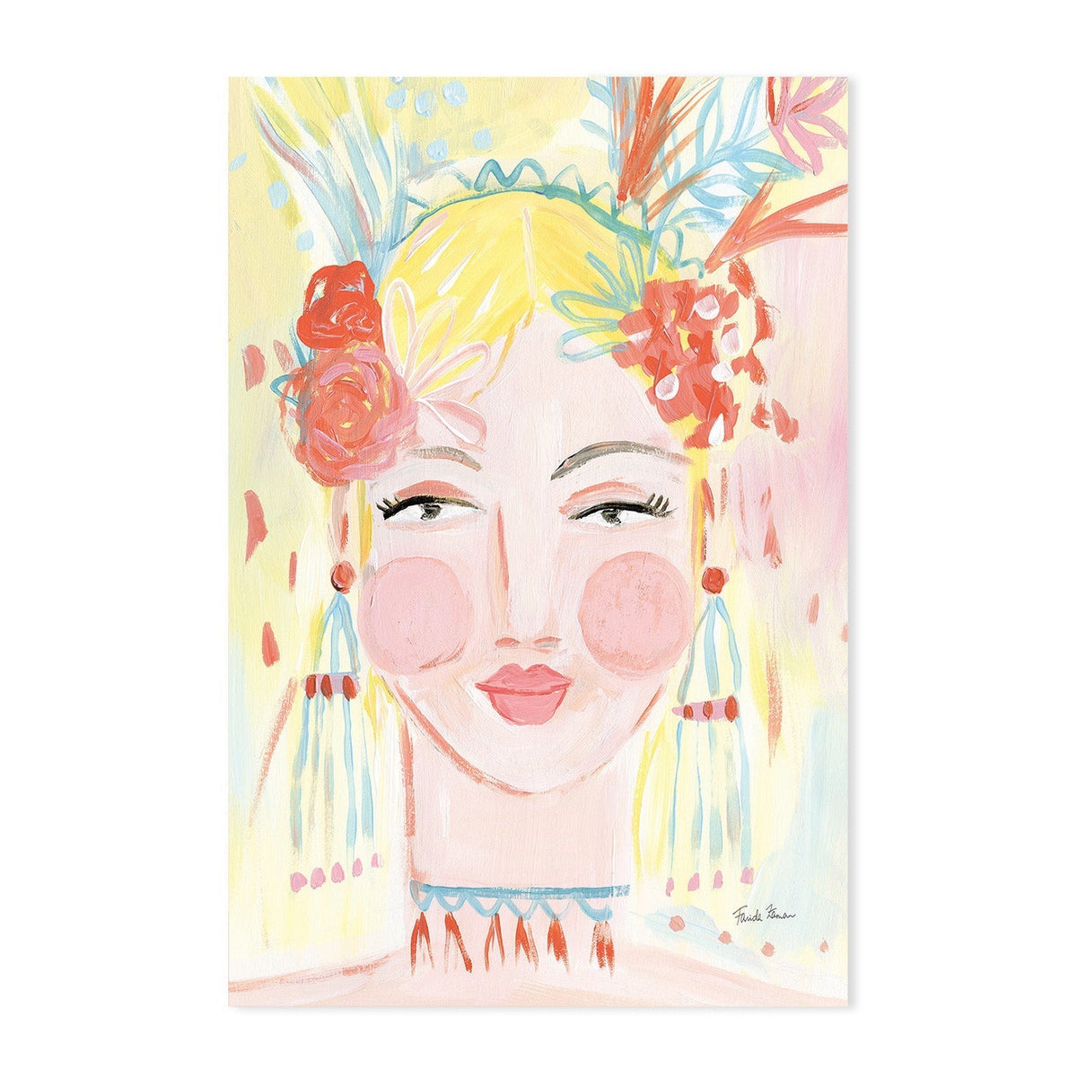 wall-art-print-canvas-poster-framed-Boho Lady, Style A & B, Set Of 2 , By Farida Zaman-GIOIA-WALL-ART
