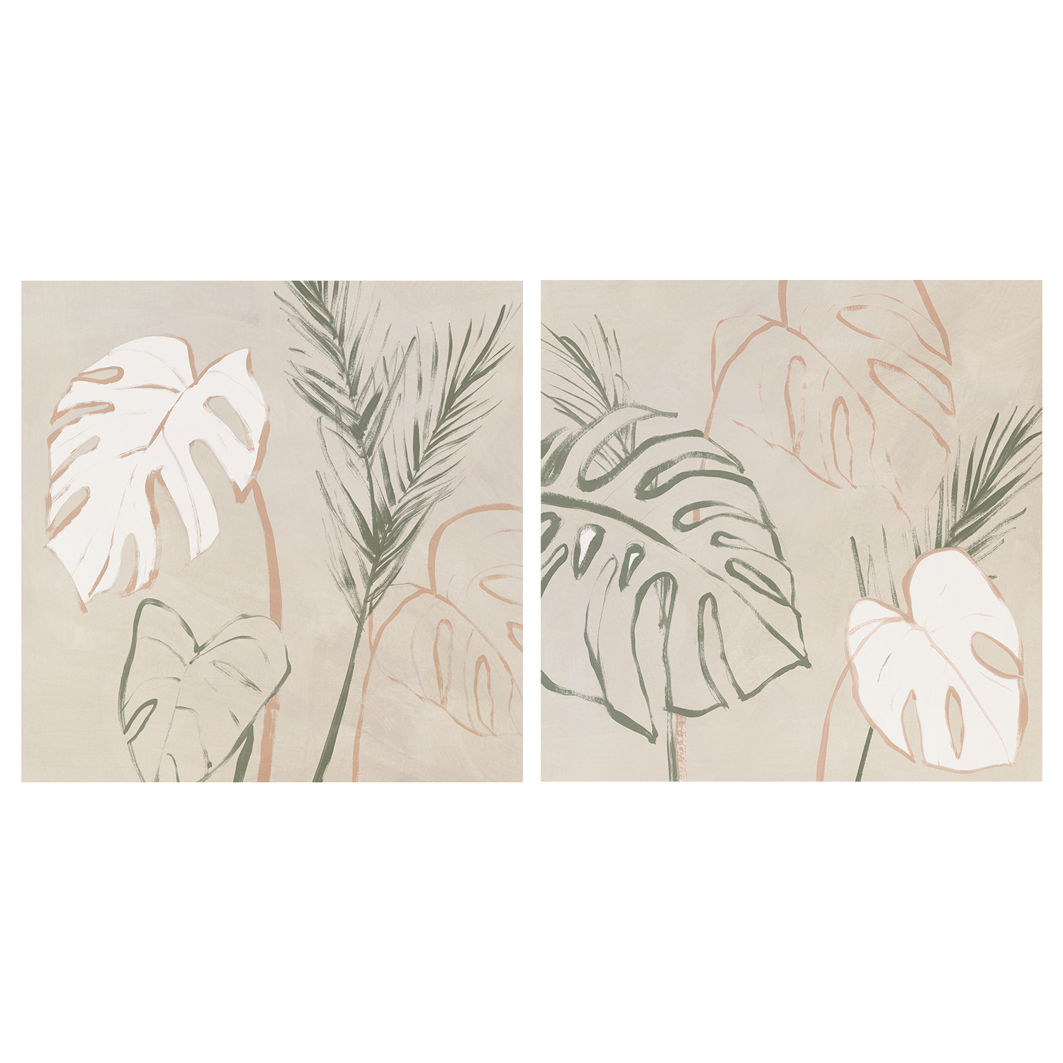 wall-art-print-canvas-poster-framed-Boho Palms, Style A & B, Set Of 2 , By Aria K-1