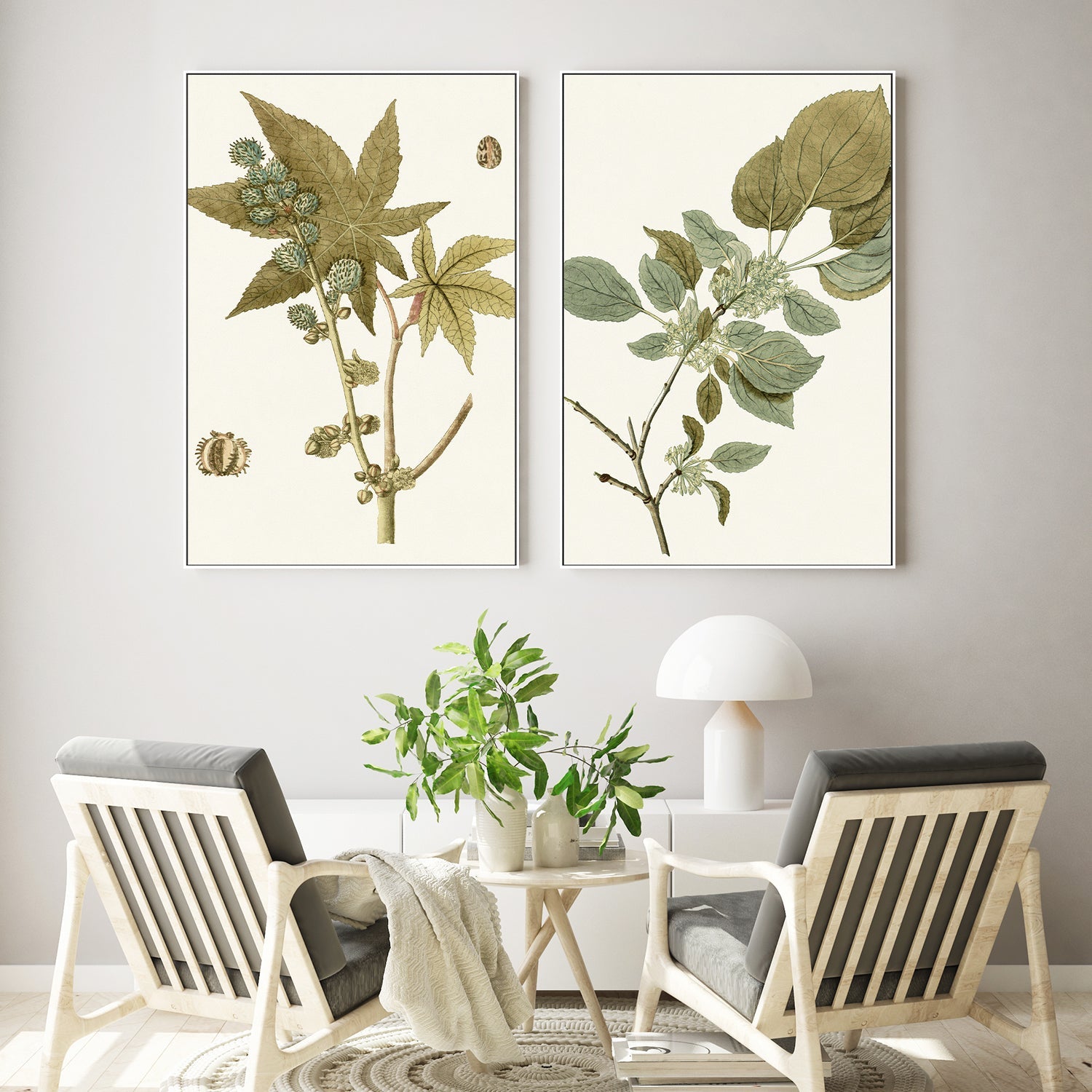 wall-art-print-canvas-poster-framed-Botanical Leaf, Style A & B, Set Of 2-7