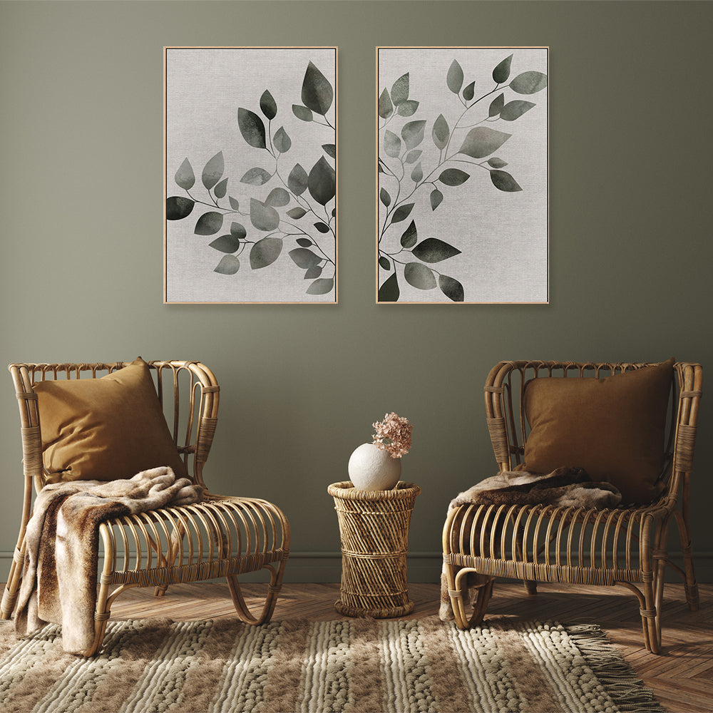 wall-art-print-canvas-poster-framed-Botanical Pair Green-by-Dear Musketeer Studio-Gioia Wall Art