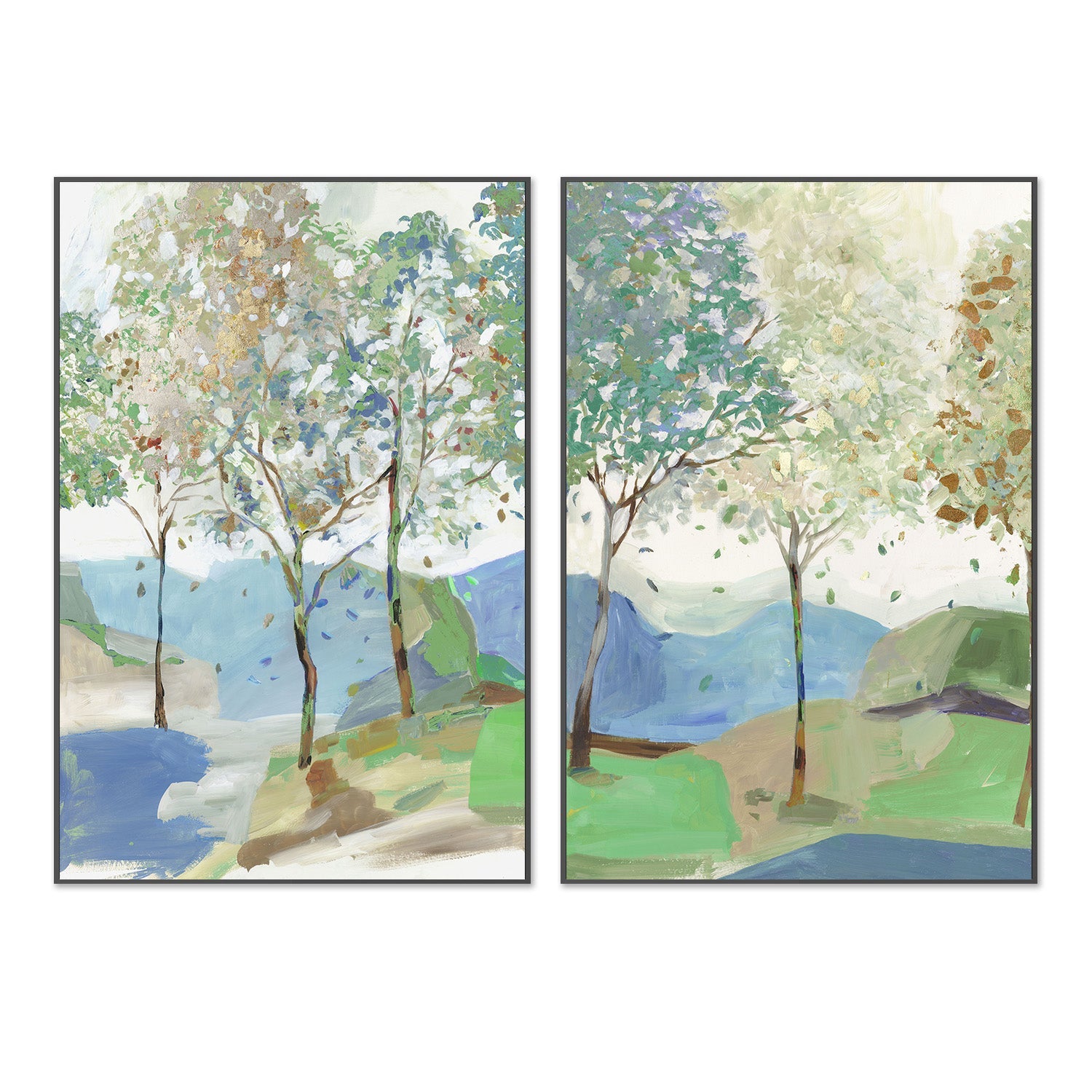 wall-art-print-canvas-poster-framed-Breezy Landscape, Style A & B, Set Of 2-3