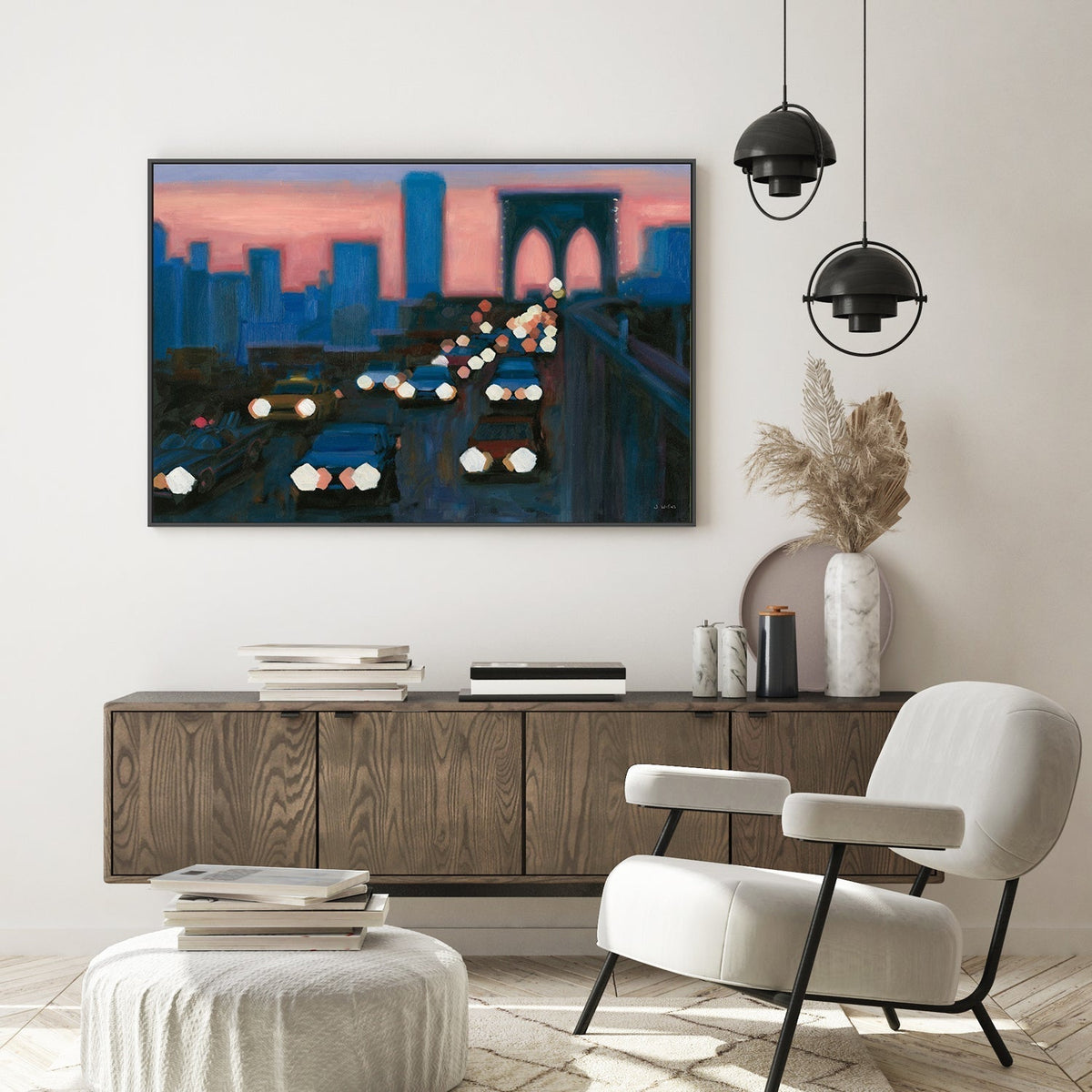 wall-art-print-canvas-poster-framed-Brooklyn Bridge Evening, Style A-by-James Wiens-Gioia Wall Art