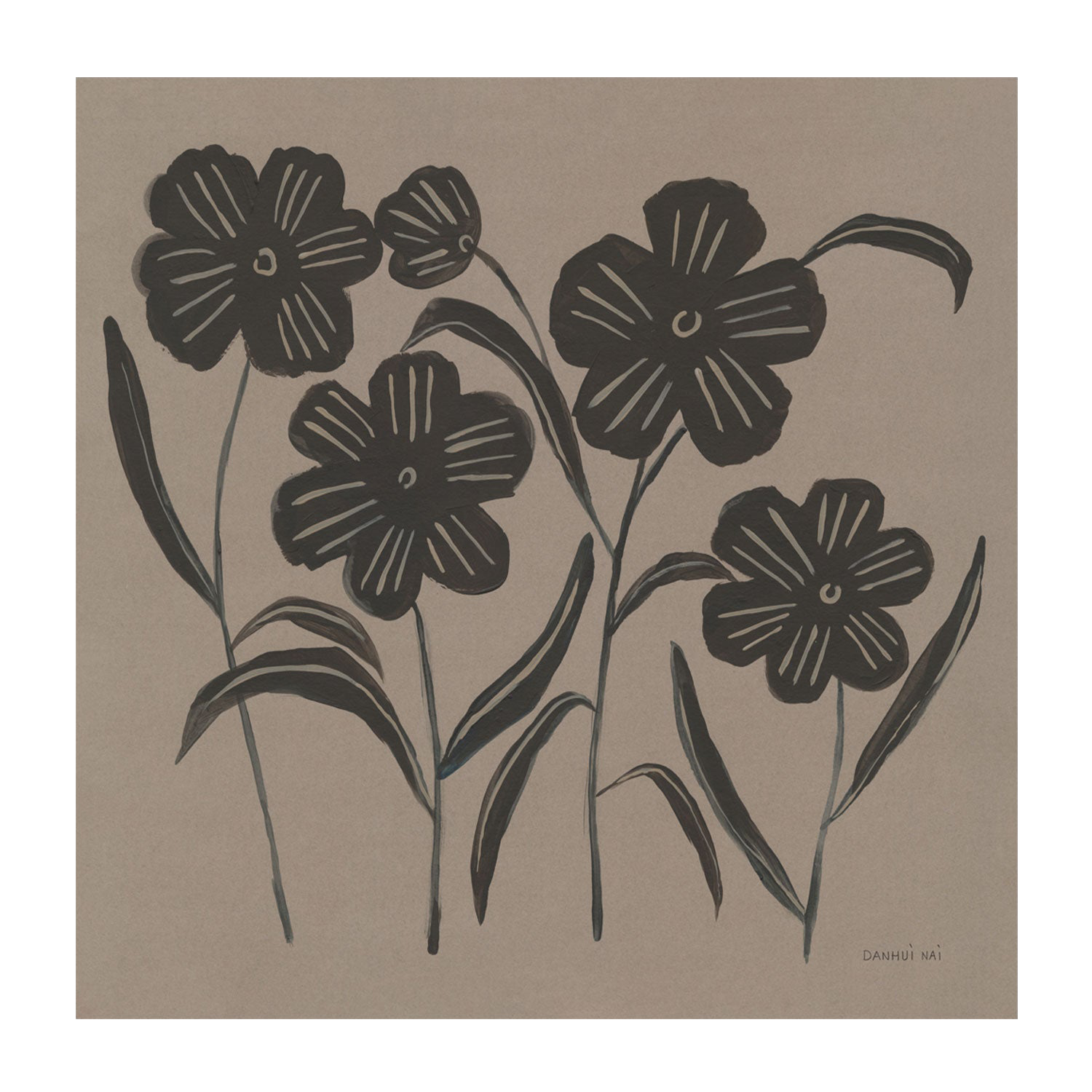 Brown Abstract Flowers, Style A