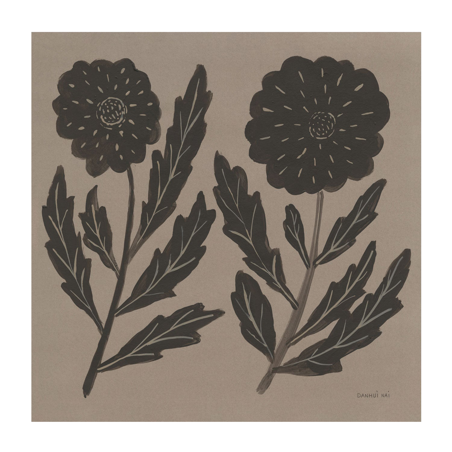 Brown Abstract Flowers, Style B