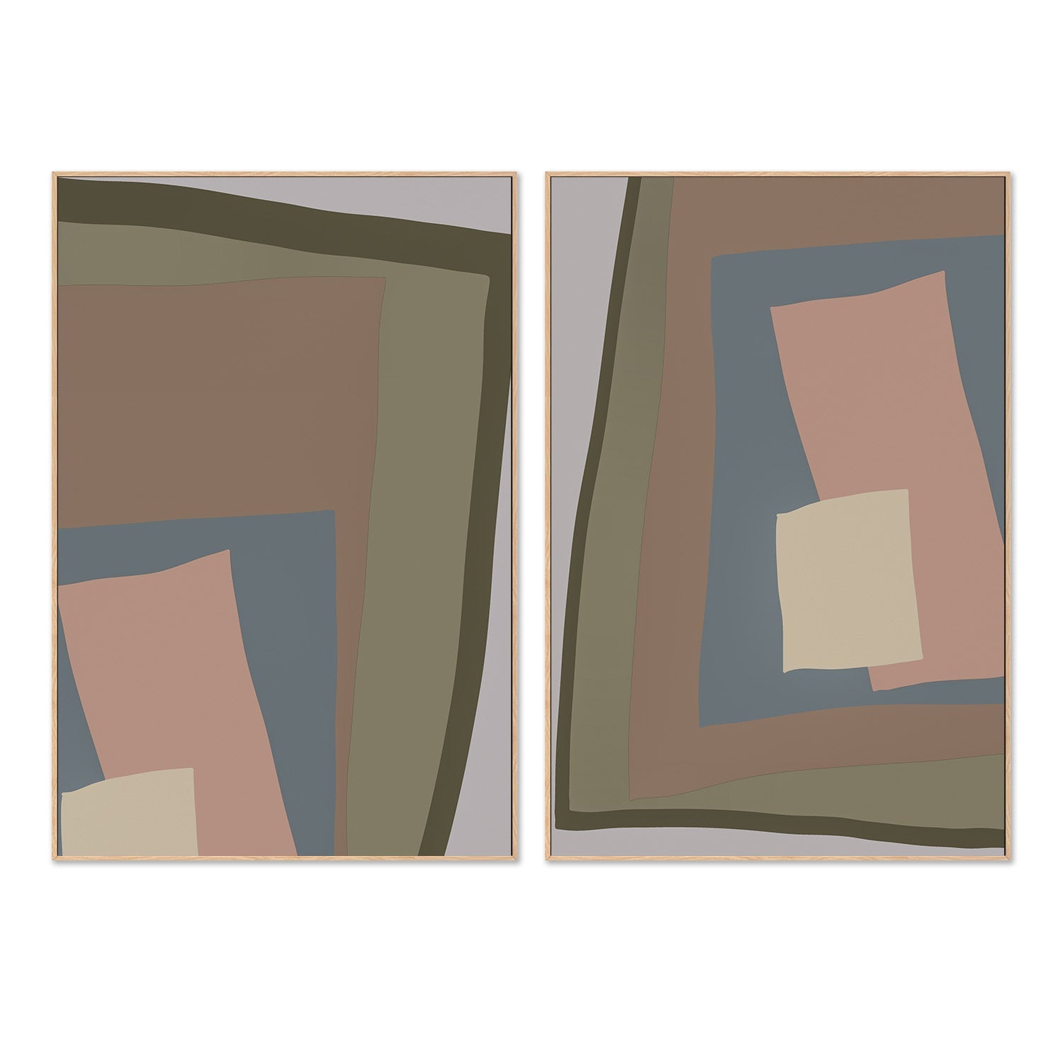 wall-art-print-canvas-poster-framed-Brown Cut Out, Style A & B, Set Of 2 , By JL Design-4